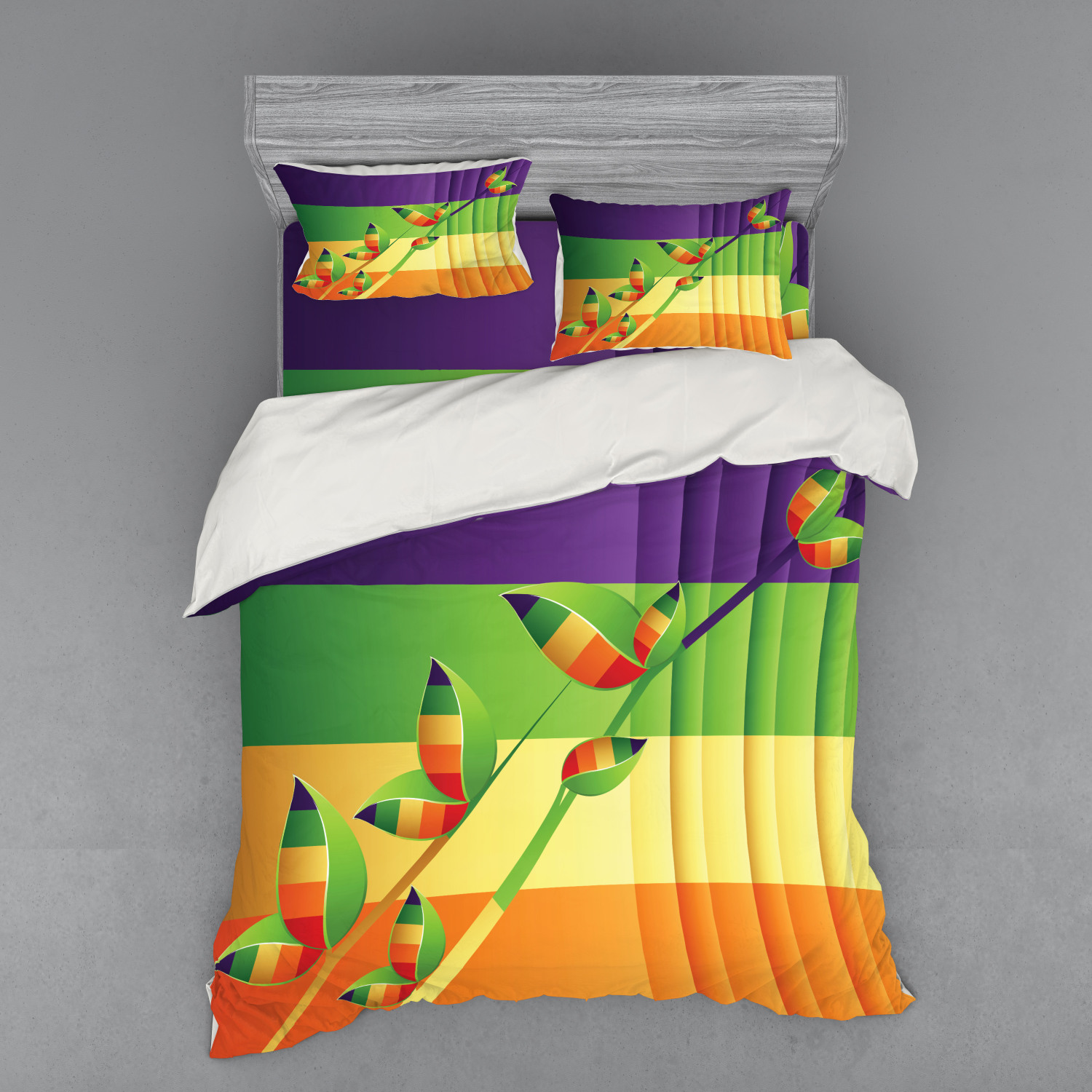 Ambesonne Nature Inspired Bedding Set Duvet Cover Sham Fitted Sheet in 3 Sizes - Picture 55 of 244
