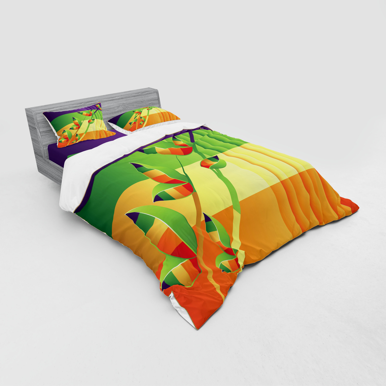 Ambesonne Nature Inspired Bedding Set Duvet Cover Sham Fitted Sheet in 3 Sizes - Picture 56 of 244
