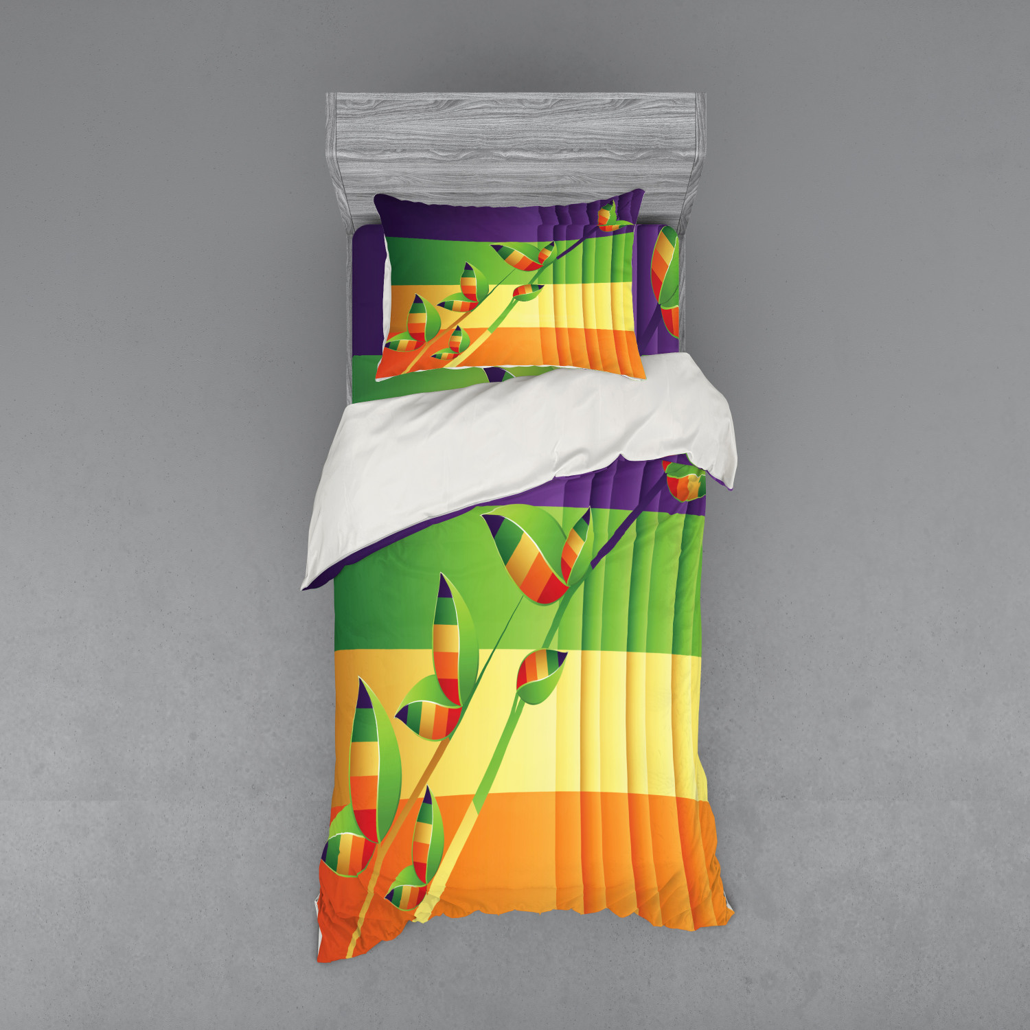 Ambesonne Nature Inspired Bedding Set Duvet Cover Sham Fitted Sheet in 3 Sizes - Picture 53 of 244