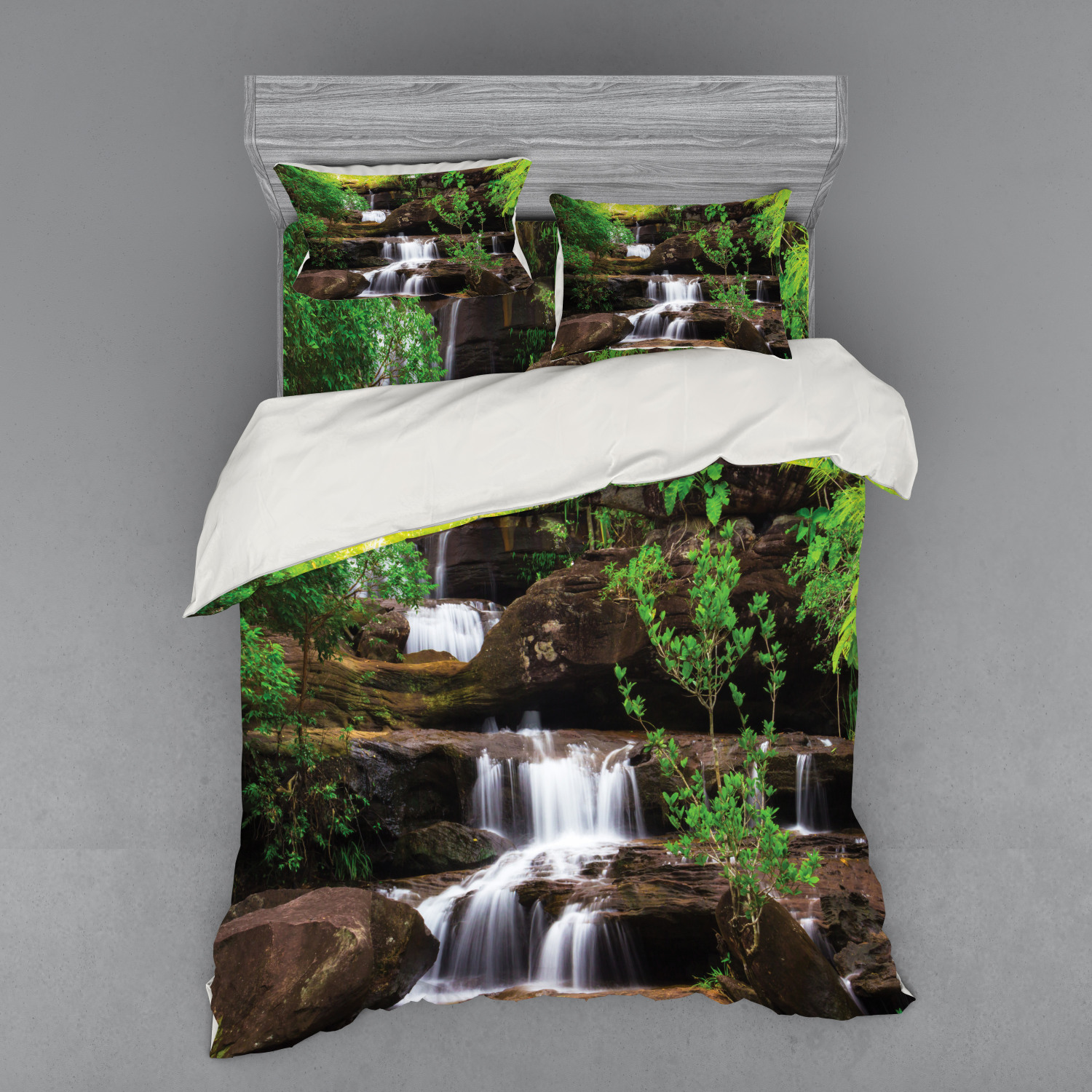Ambesonne Nature Inspired Bedding Set Duvet Cover Sham Fitted Sheet in 3 Sizes - Picture 143 of 244