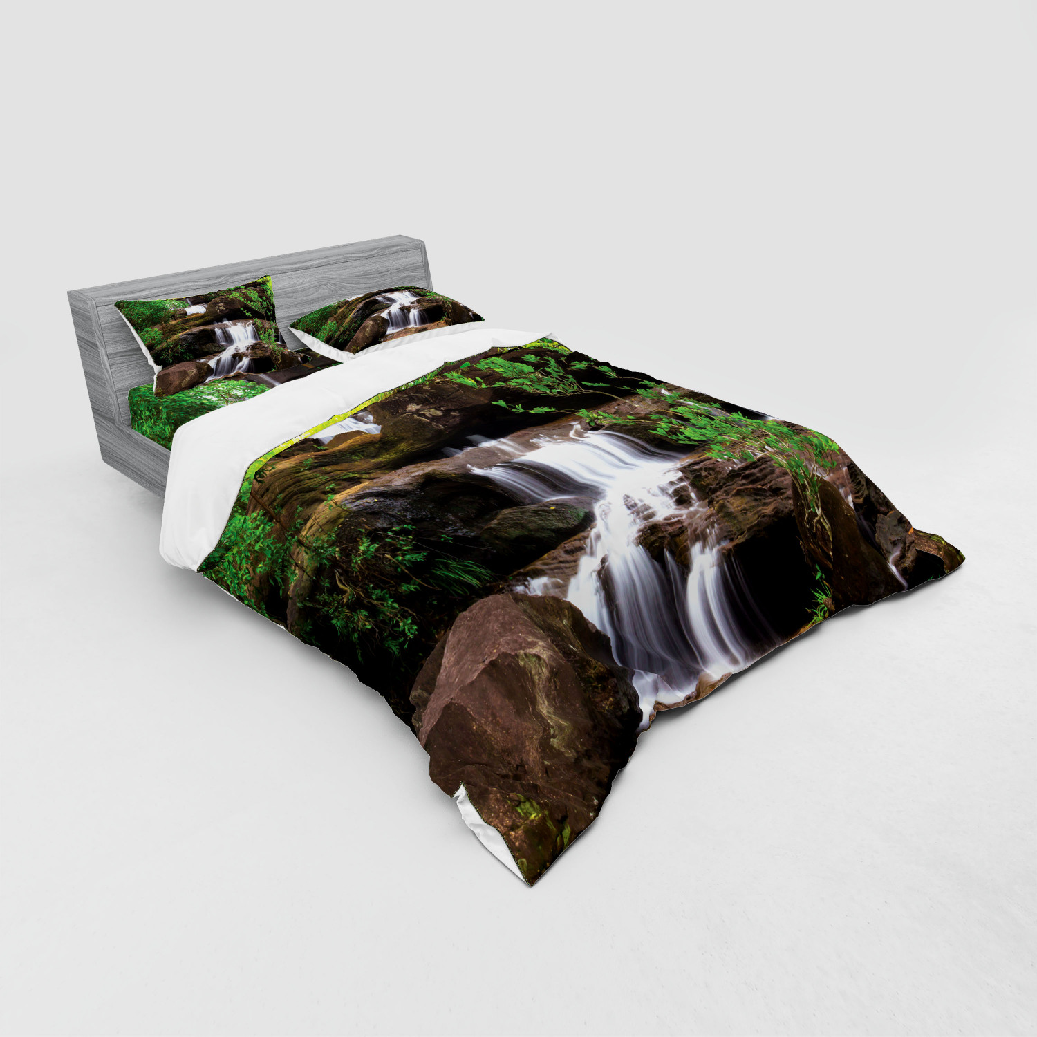 Ambesonne Nature Inspired Bedding Set Duvet Cover Sham Fitted Sheet in 3 Sizes - Picture 144 of 244