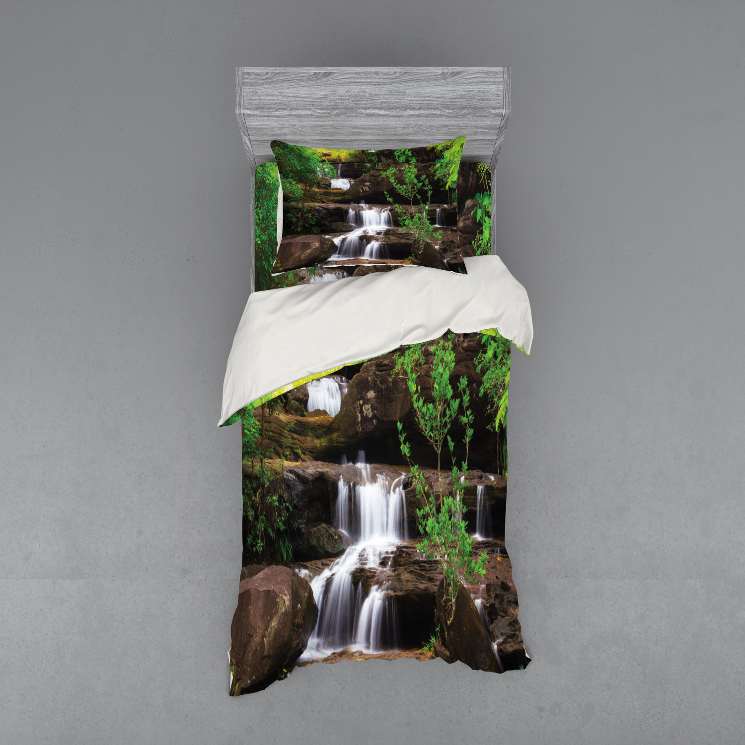 Ambesonne Nature Inspired Bedding Set Duvet Cover Sham Fitted Sheet in 3 Sizes - Picture 141 of 244