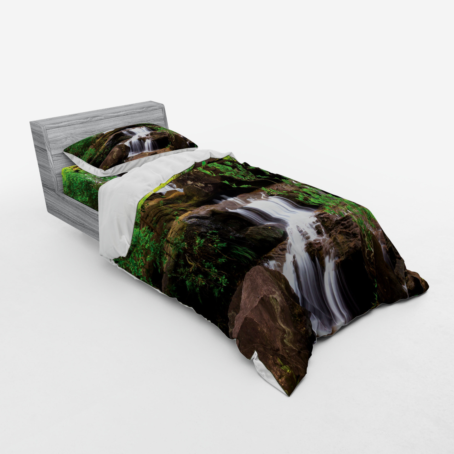 Ambesonne Nature Inspired Bedding Set Duvet Cover Sham Fitted Sheet in 3 Sizes - Picture 142 of 244