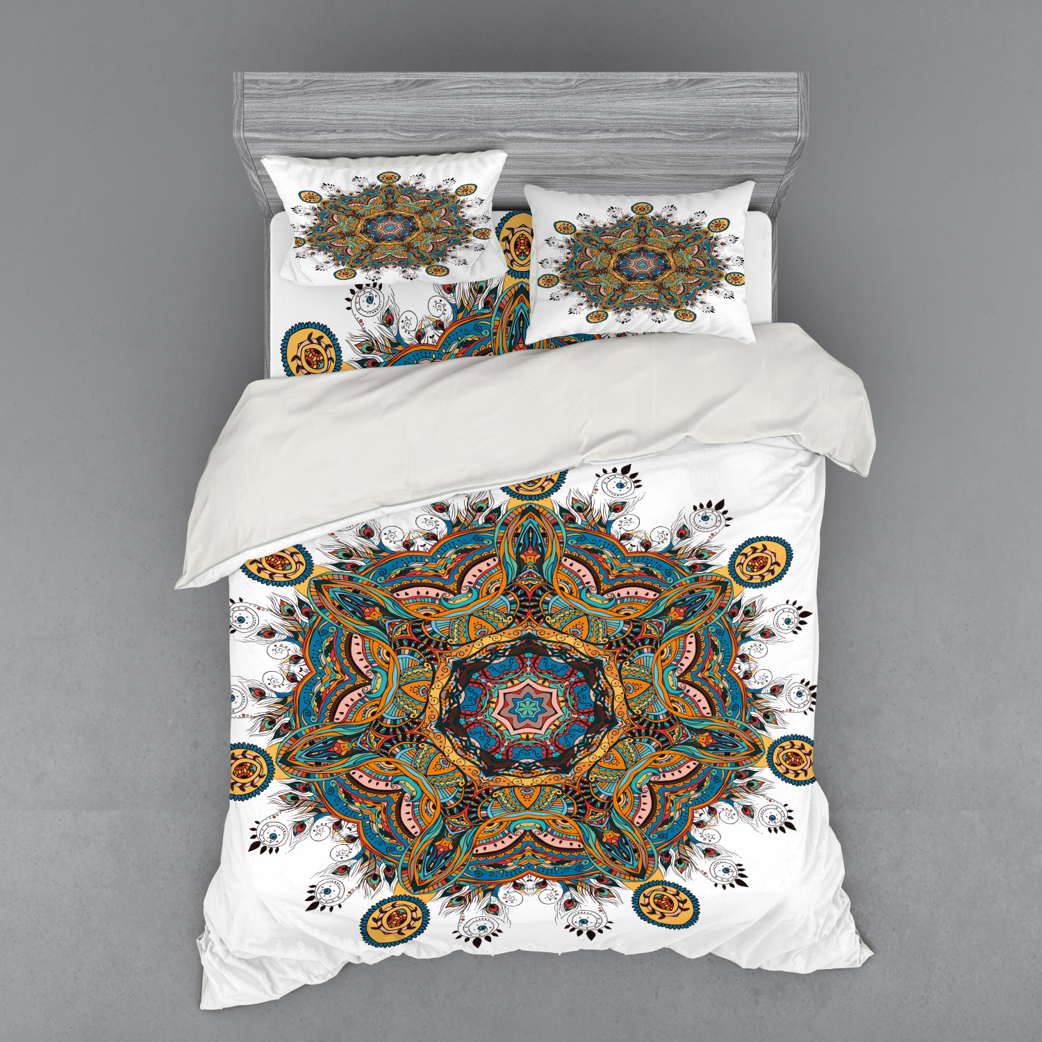 Ambesonne Mandala Bedding Set Duvet Cover Sham Fitted Sheet in 3 Sizes