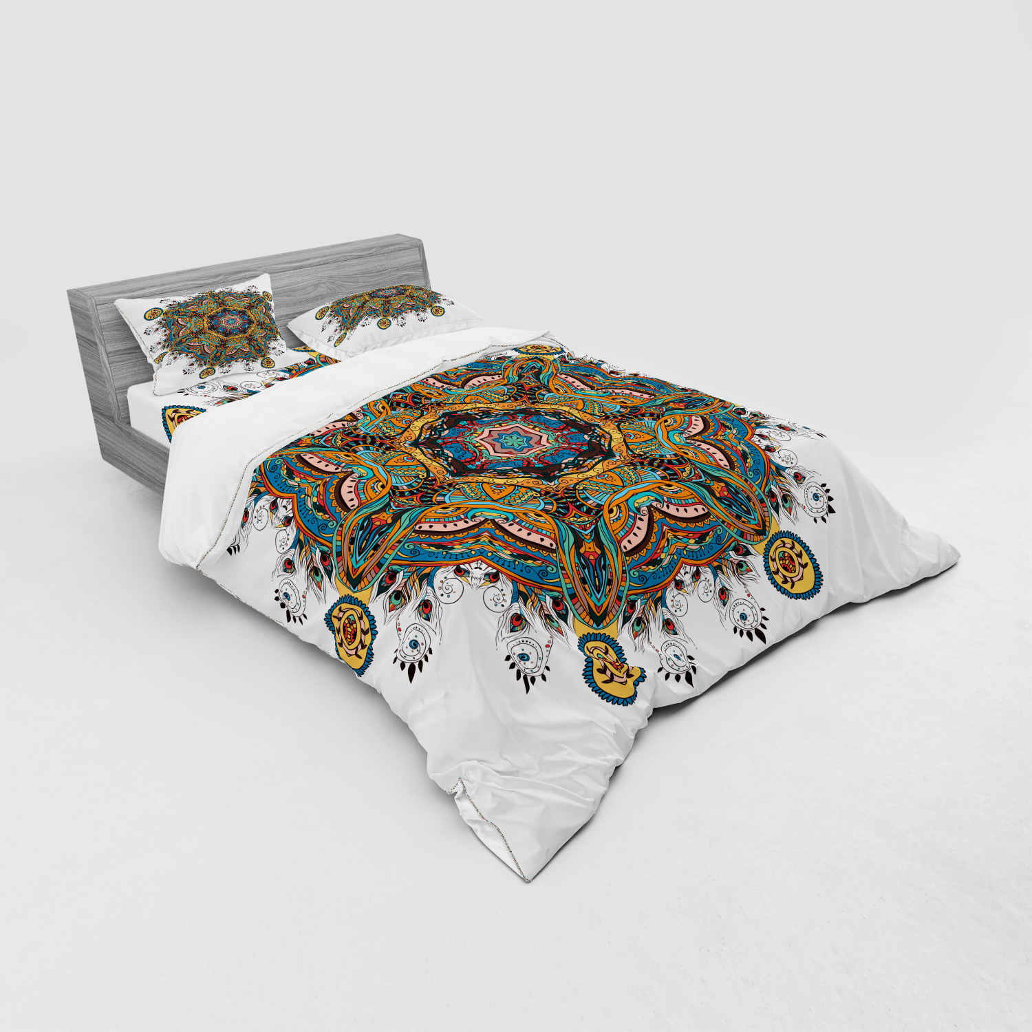 Ambesonne Mandala Bedding Set Duvet Cover Sham Fitted Sheet in 3 Sizes