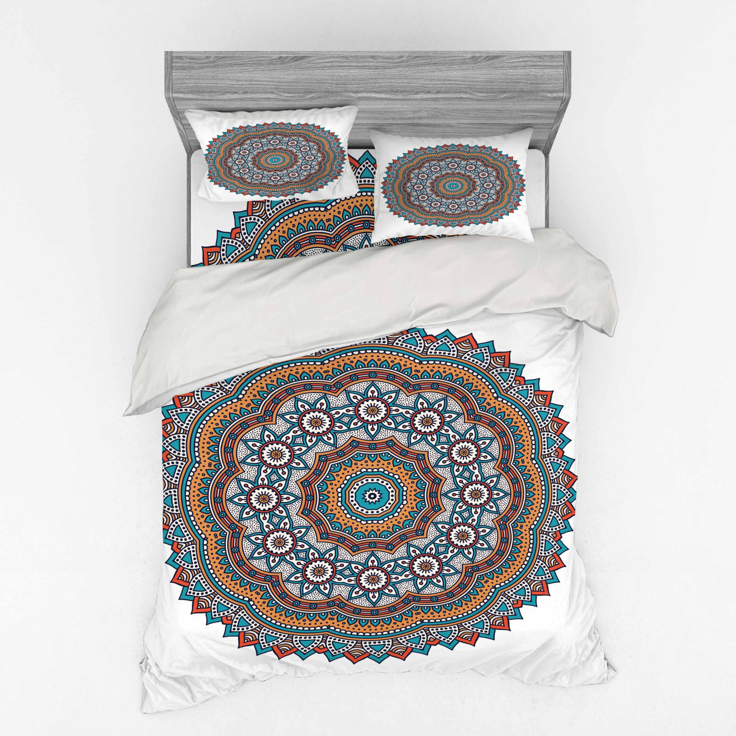 Ambesonne Mandala Bedding Set Duvet Cover Sham Fitted Sheet in 3 Sizes