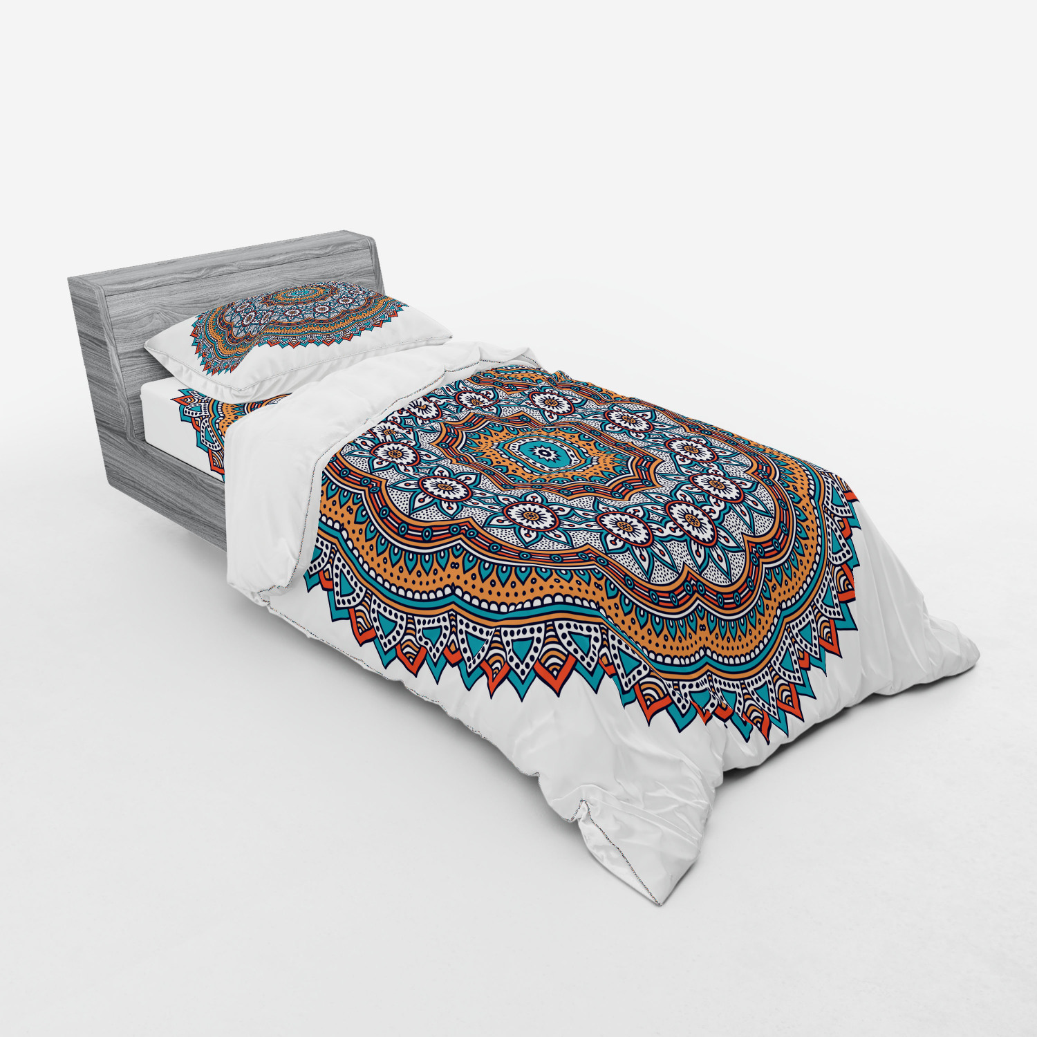 Ambesonne Mandala Bedding Set Duvet Cover Sham Fitted Sheet in 3 Sizes