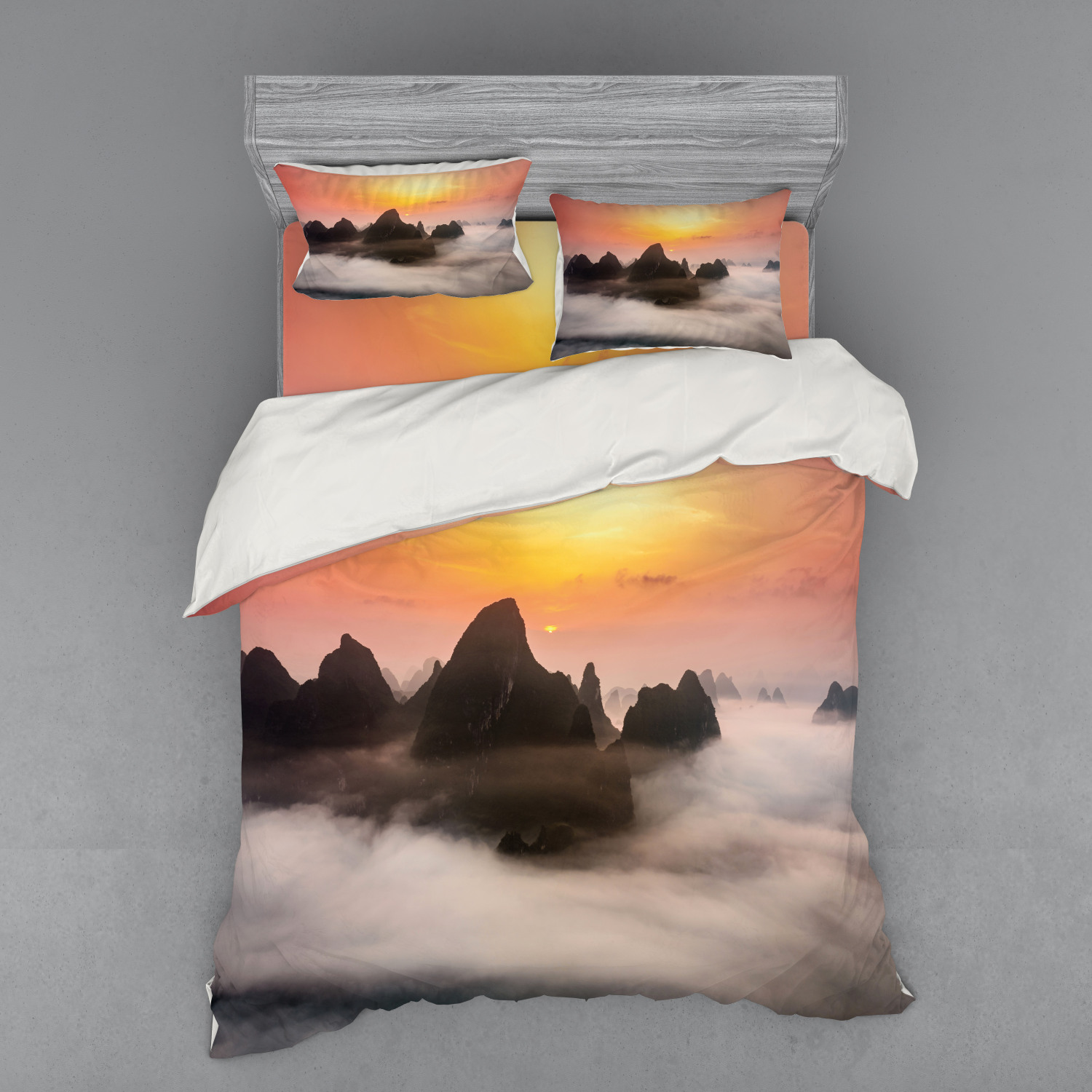 Ambesonne Nature Inspired Bedding Set Duvet Cover Sham Fitted Sheet in 3 Sizes - Picture 111 of 244