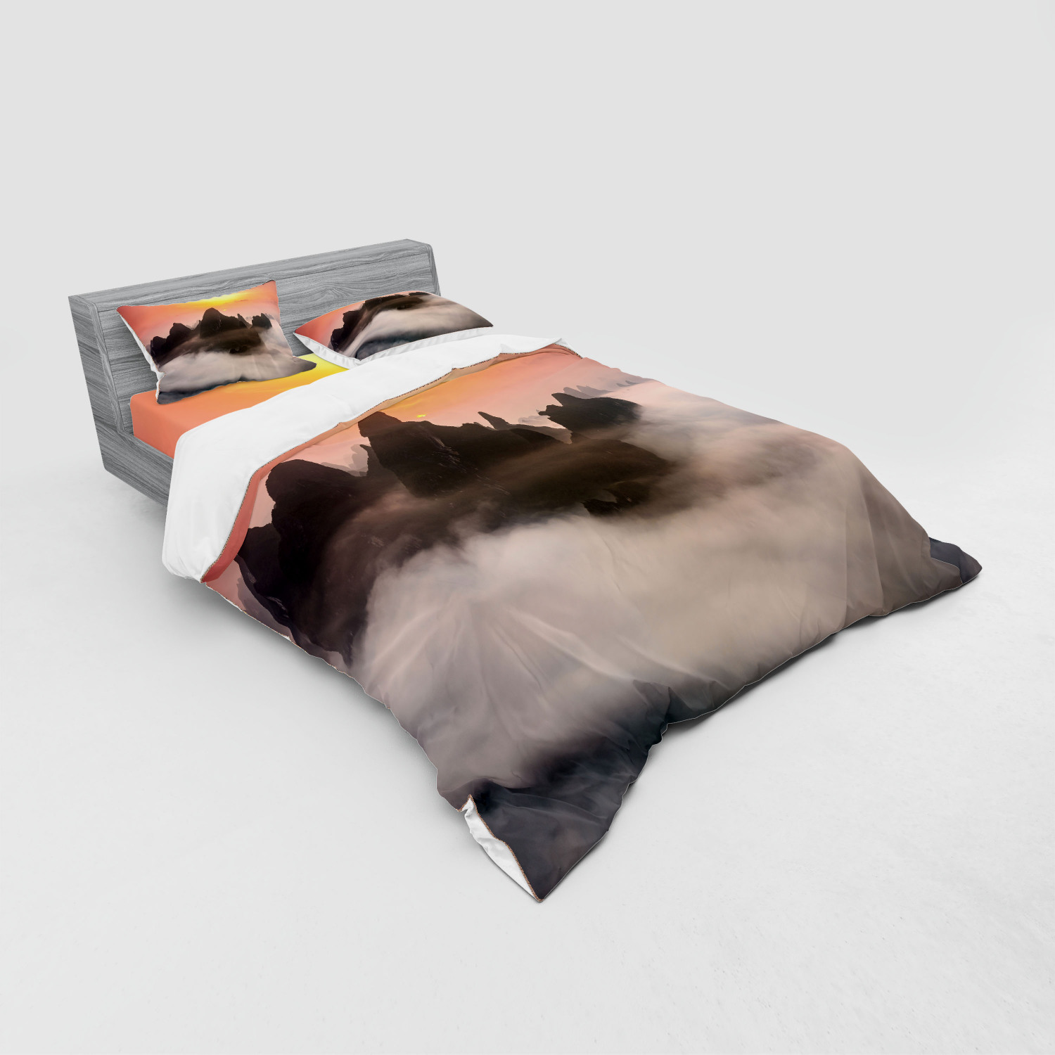 Ambesonne Nature Inspired Bedding Set Duvet Cover Sham Fitted Sheet in 3 Sizes - Picture 112 of 244