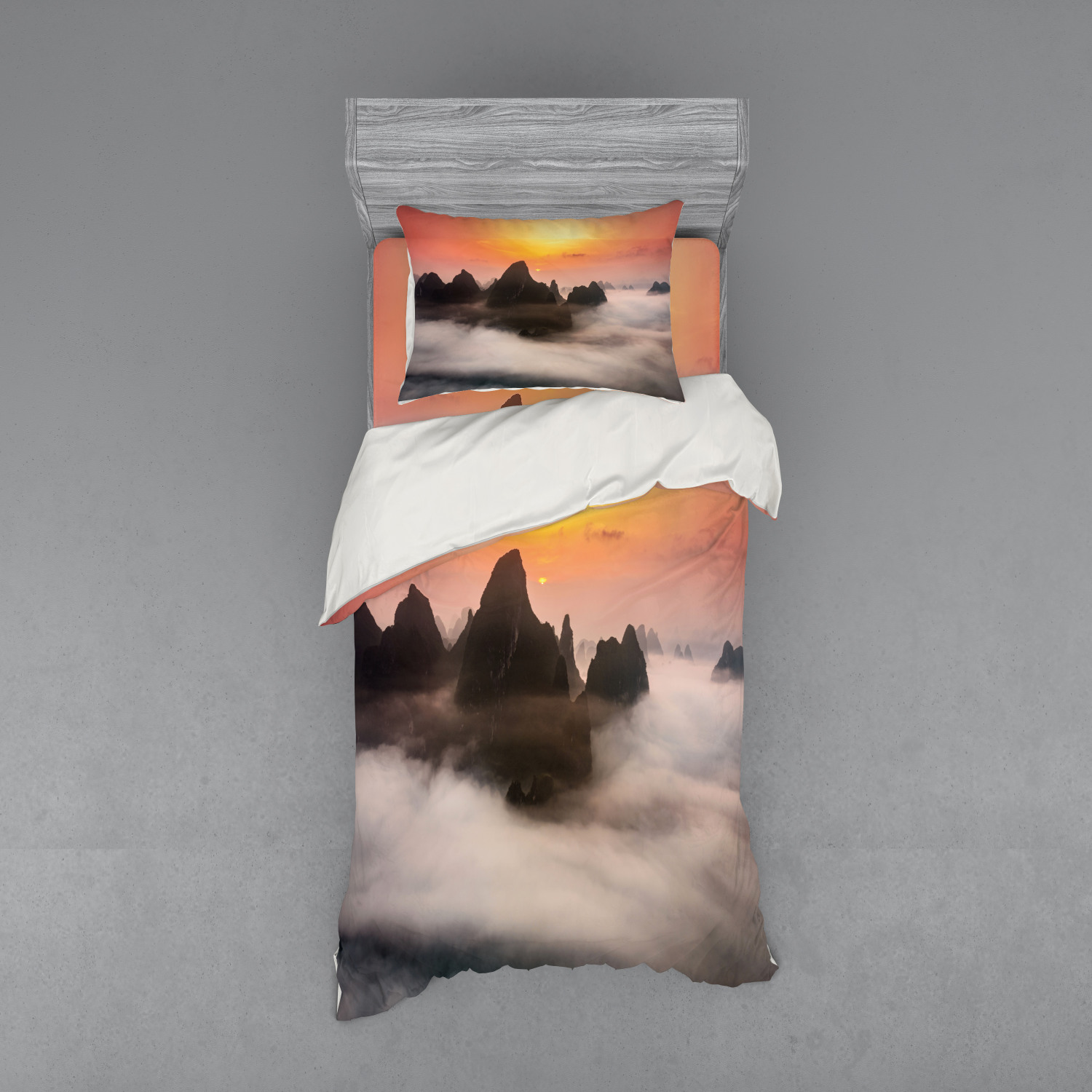 Ambesonne Nature Inspired Bedding Set Duvet Cover Sham Fitted Sheet in 3 Sizes - Picture 109 of 244