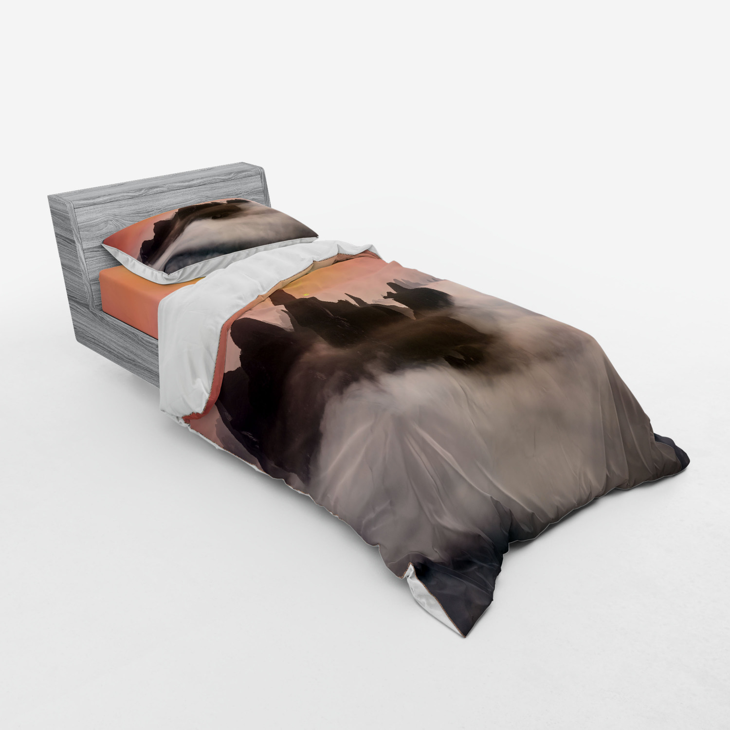 Ambesonne Nature Inspired Bedding Set Duvet Cover Sham Fitted Sheet in 3 Sizes - Picture 110 of 244