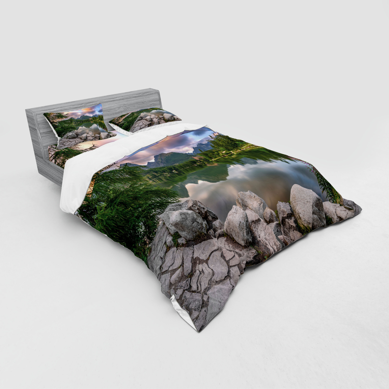 Ambesonne Nature Inspired Bedding Set Duvet Cover Sham Fitted Sheet in 3 Sizes - Picture 96 of 244