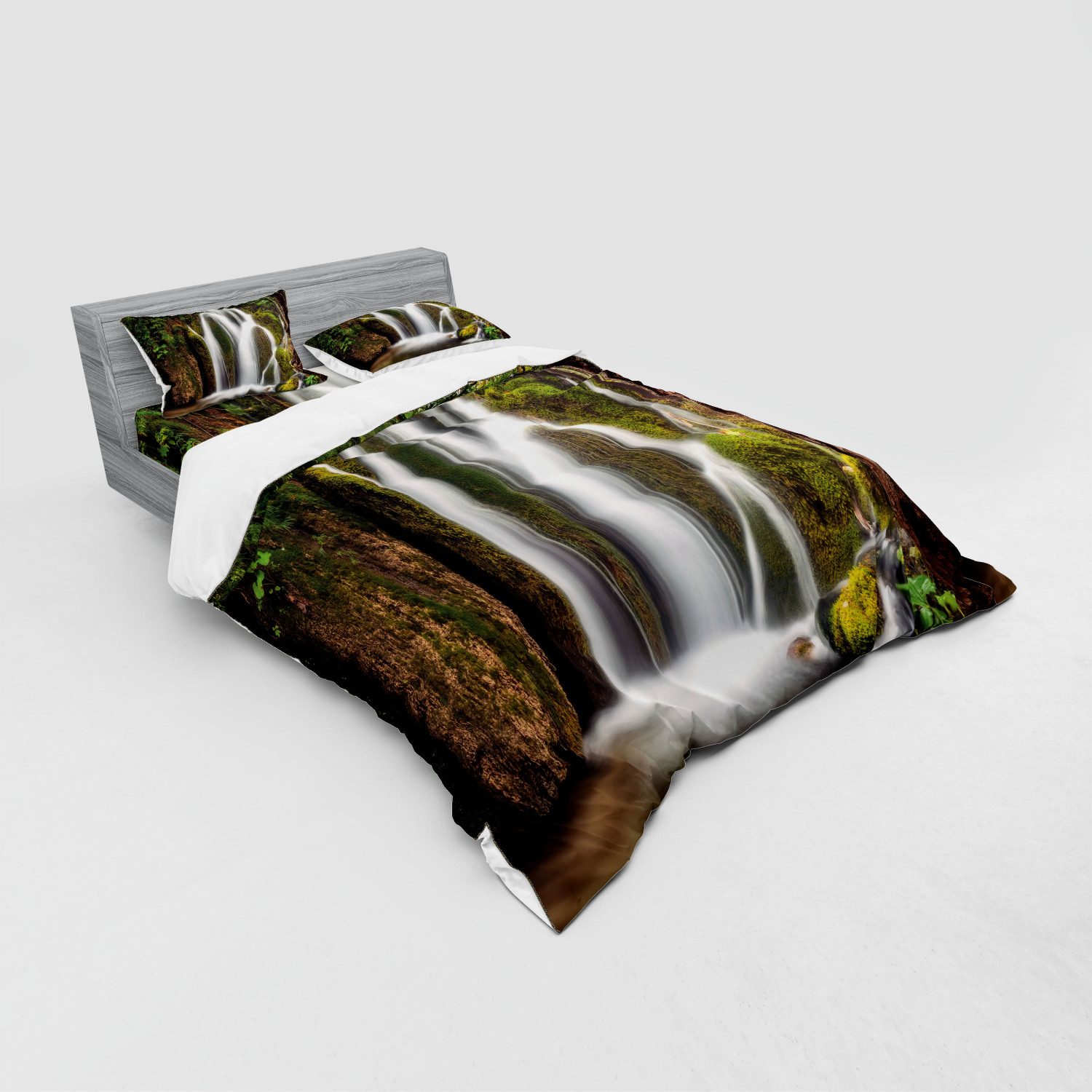 Ambesonne Nature Inspired Bedding Set Duvet Cover Sham Fitted Sheet in 3 Sizes - Picture 224 of 244