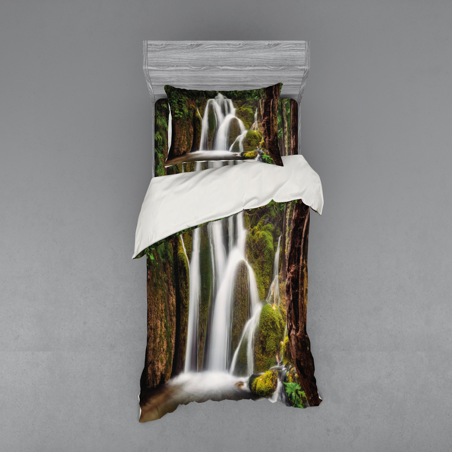 Ambesonne Nature Inspired Bedding Set Duvet Cover Sham Fitted Sheet in 3 Sizes - Picture 221 of 244