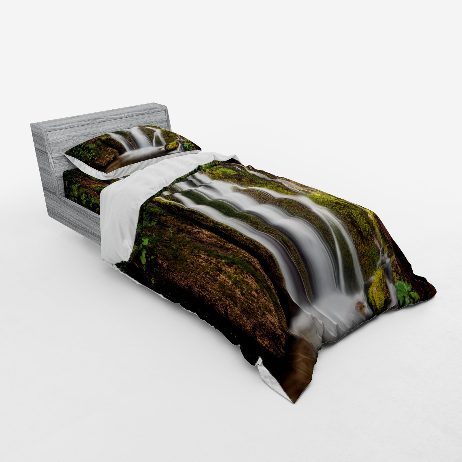 Ambesonne Nature Inspired Bedding Set Duvet Cover Sham Fitted Sheet in 3 Sizes - Picture 222 of 244