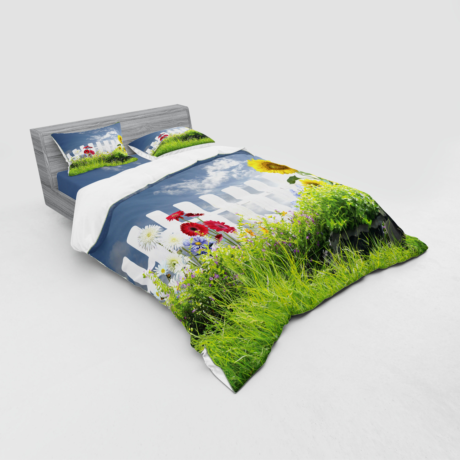 Ambesonne Nature Inspired Bedding Set Duvet Cover Sham Fitted Sheet in 3 Sizes - Picture 36 of 244