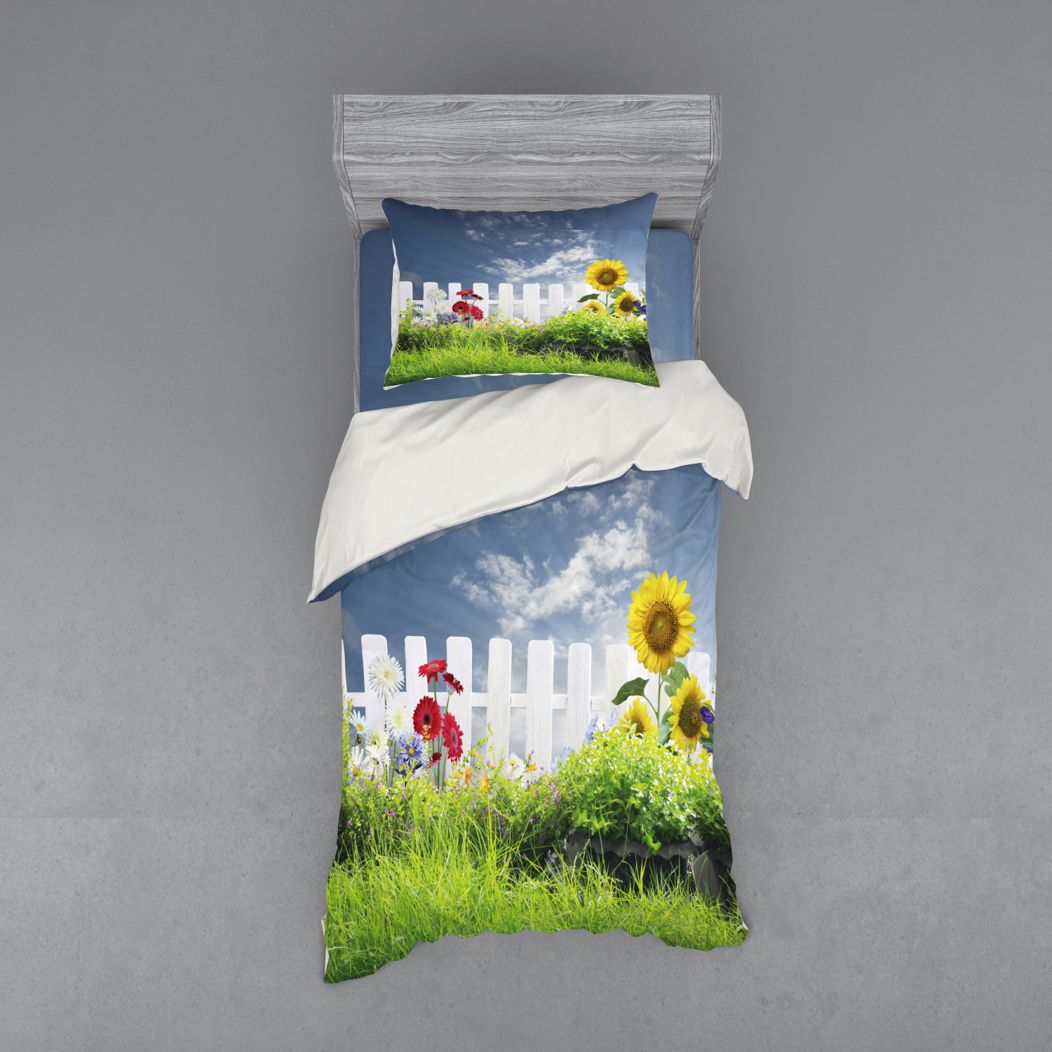 Ambesonne Nature Inspired Bedding Set Duvet Cover Sham Fitted Sheet in 3 Sizes - Picture 33 of 244
