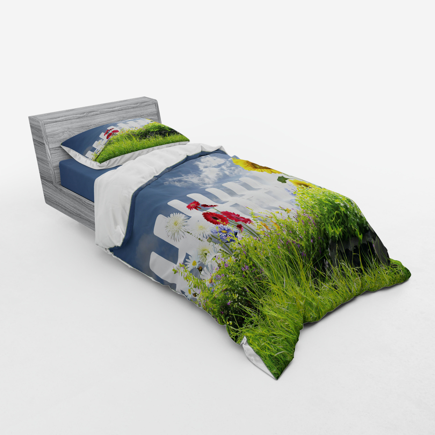 Ambesonne Nature Inspired Bedding Set Duvet Cover Sham Fitted Sheet in 3 Sizes - Picture 34 of 244