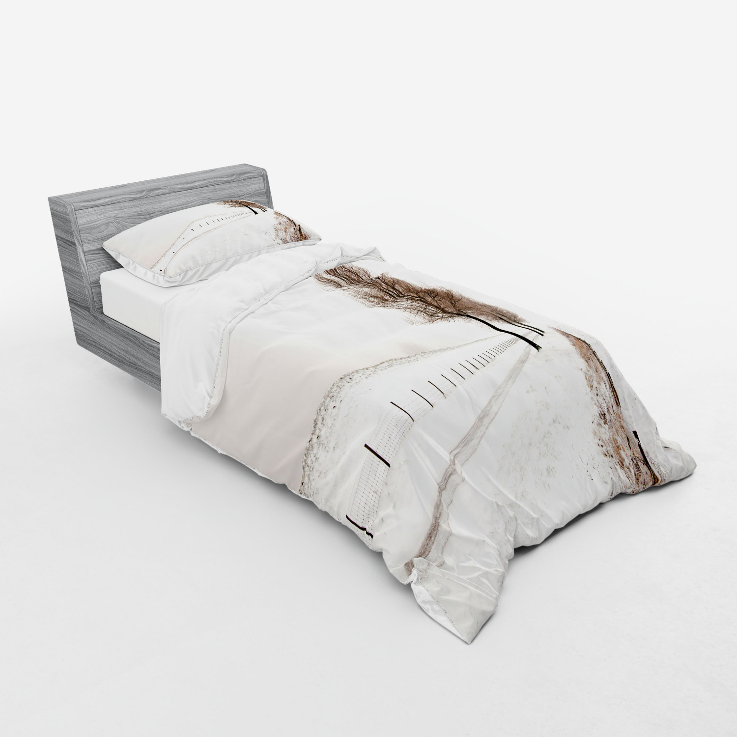 Ambesonne Nature Inspired Bedding Set Duvet Cover Sham Fitted Sheet in 3 Sizes - Picture 154 of 244