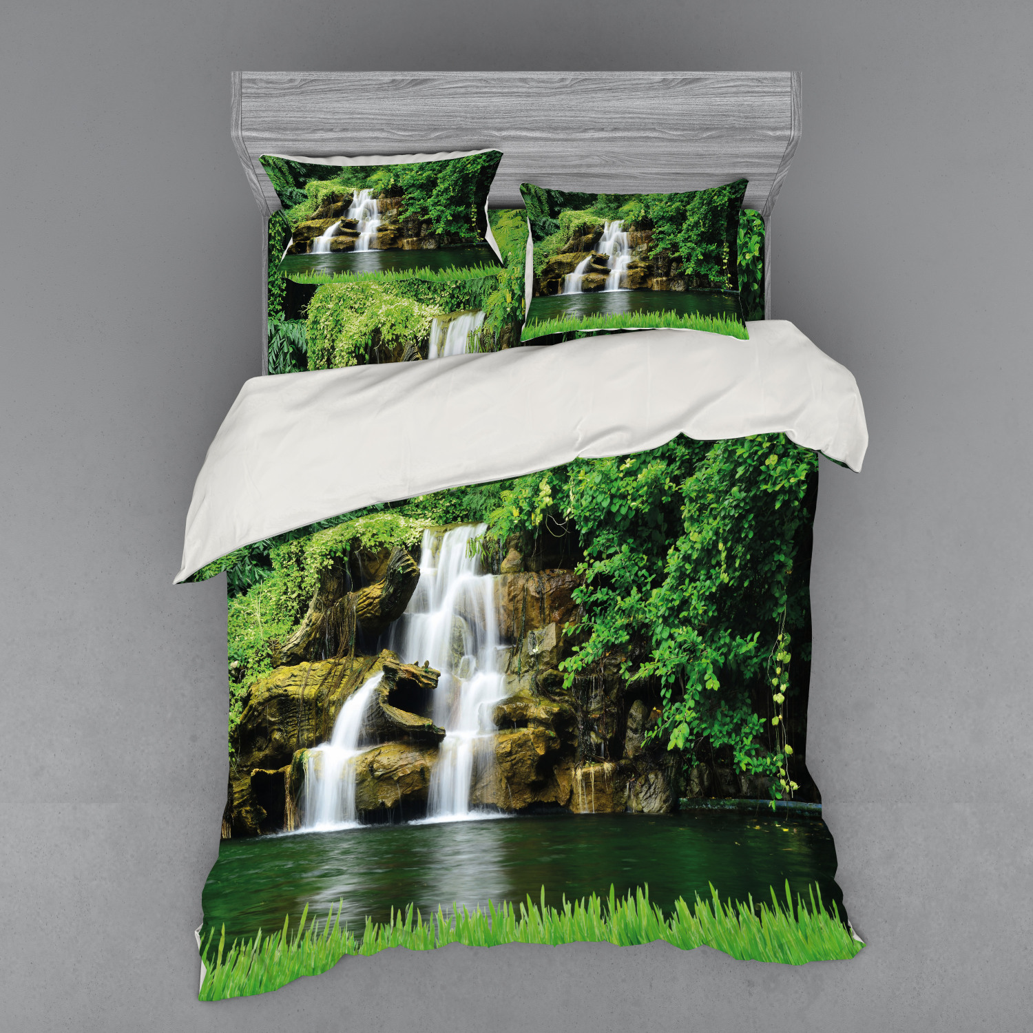 Ambesonne Nature Inspired Bedding Set Duvet Cover Sham Fitted Sheet in 3 Sizes - Picture 99 of 244