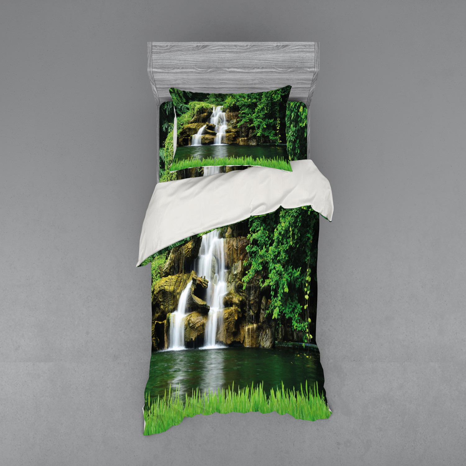 Ambesonne Nature Inspired Bedding Set Duvet Cover Sham Fitted Sheet in 3 Sizes - Picture 97 of 244