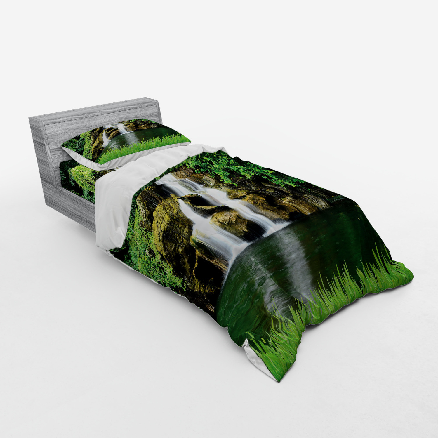 Ambesonne Nature Inspired Bedding Set Duvet Cover Sham Fitted Sheet in 3 Sizes - Picture 98 of 244