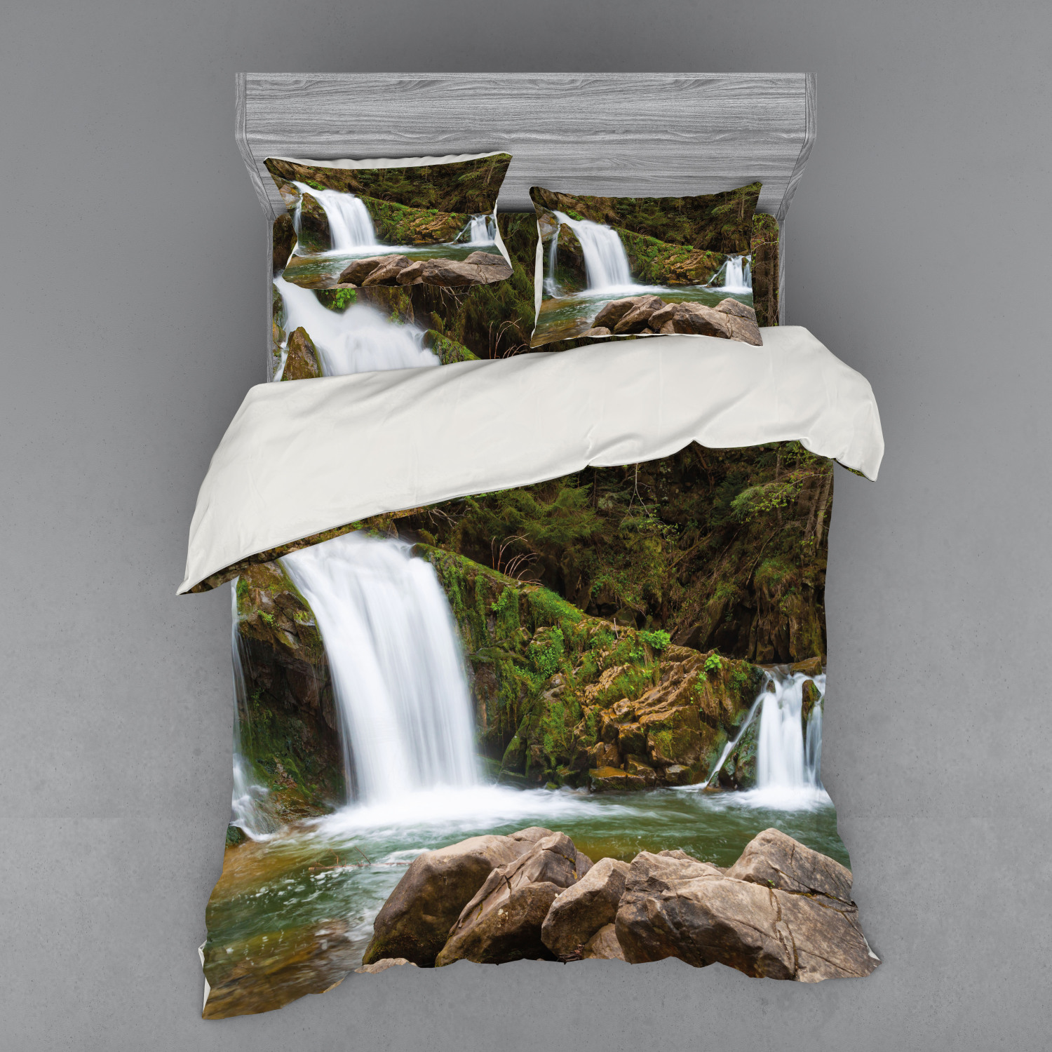 Ambesonne Nature Inspired Bedding Set Duvet Cover Sham Fitted Sheet in 3 Sizes - Picture 227 of 244