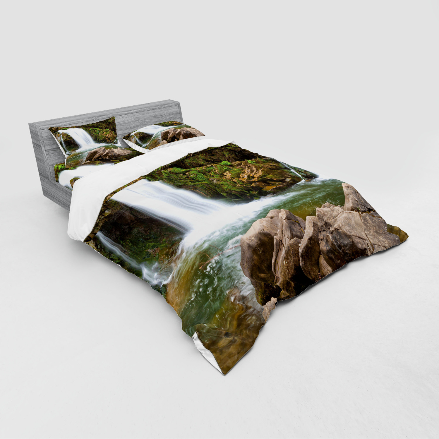 Ambesonne Nature Inspired Bedding Set Duvet Cover Sham Fitted Sheet in 3 Sizes - Picture 228 of 244