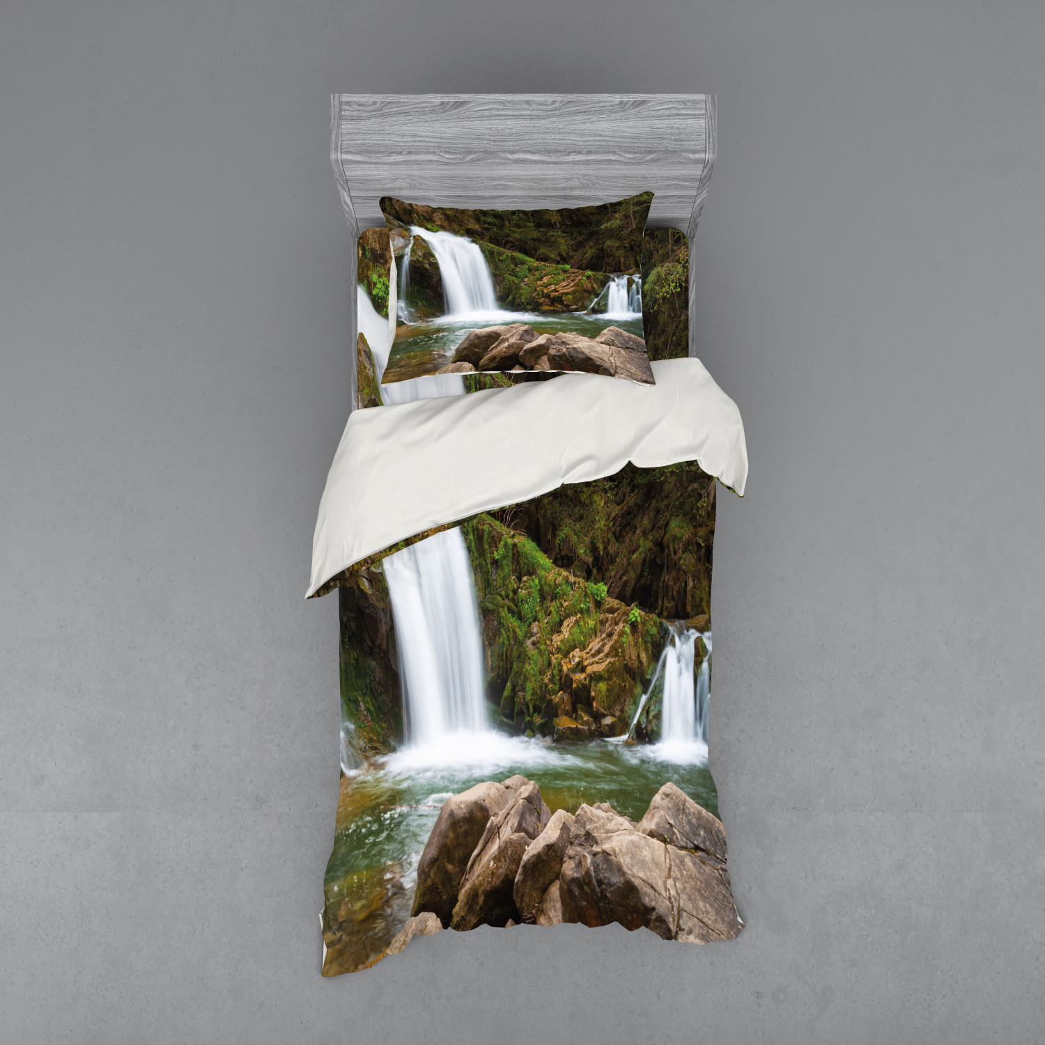Ambesonne Nature Inspired Bedding Set Duvet Cover Sham Fitted Sheet in 3 Sizes - Picture 225 of 244
