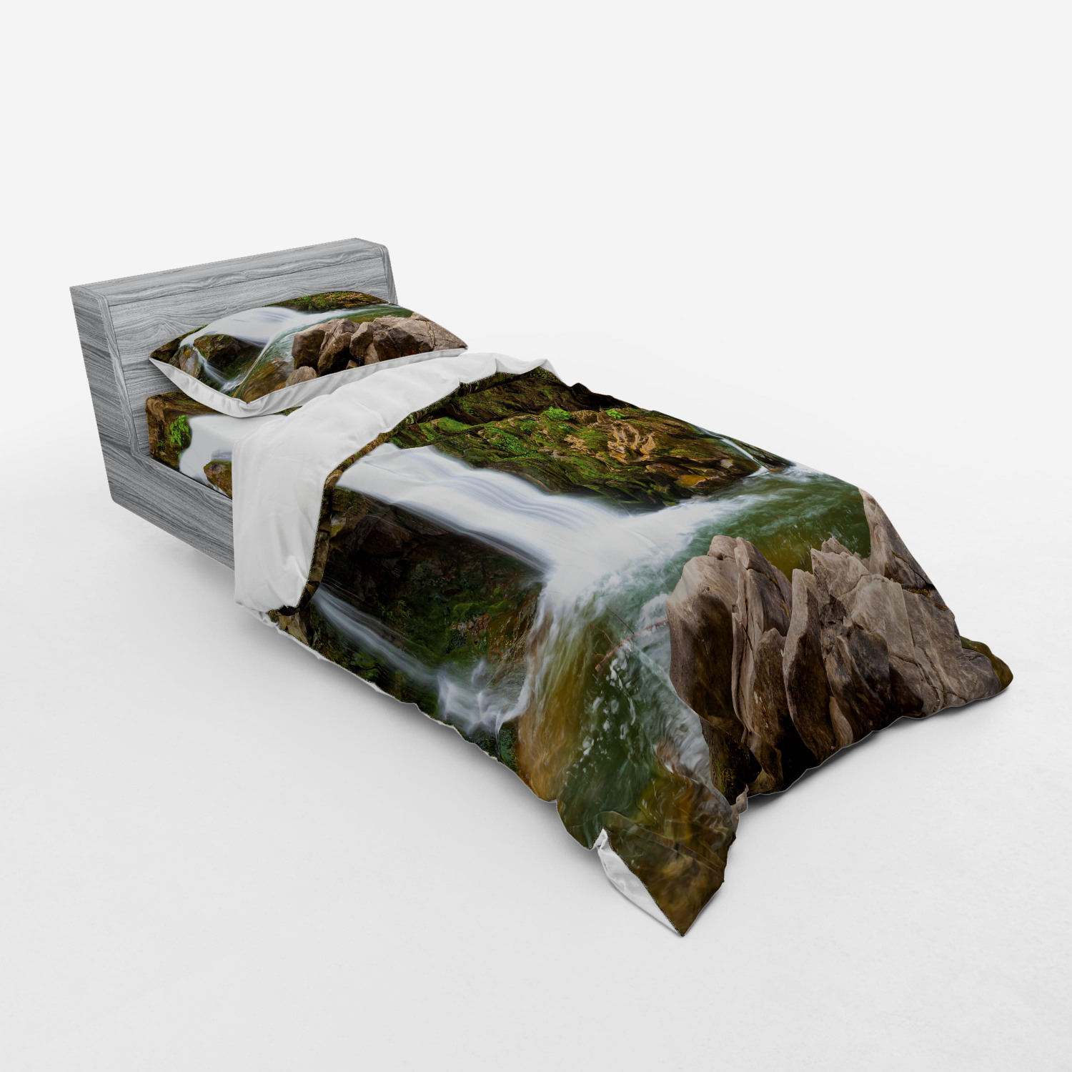 Ambesonne Nature Inspired Bedding Set Duvet Cover Sham Fitted Sheet in 3 Sizes - Picture 226 of 244