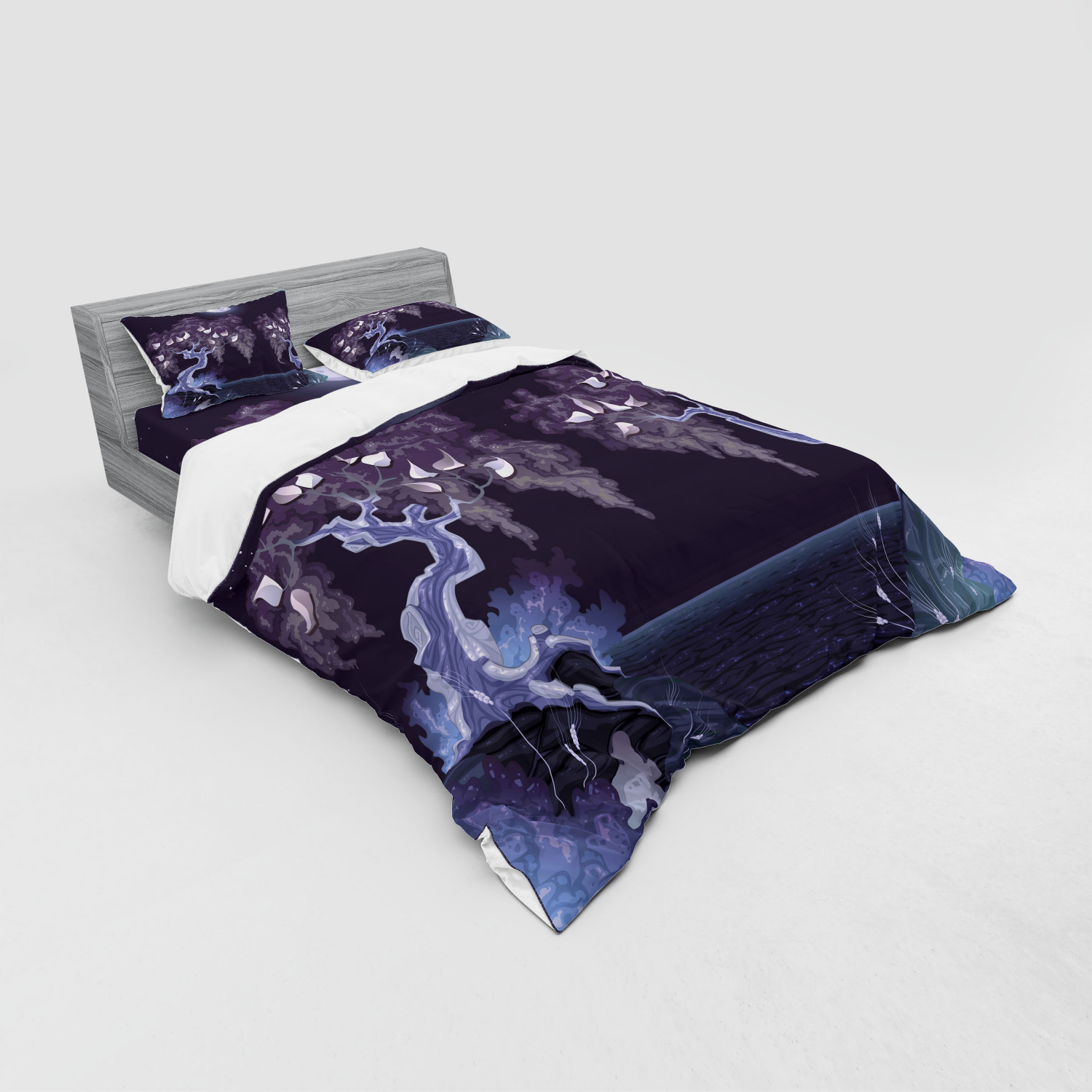 Ambesonne Nature Inspired Bedding Set Duvet Cover Sham Fitted Sheet in 3 Sizes - Picture 44 of 244
