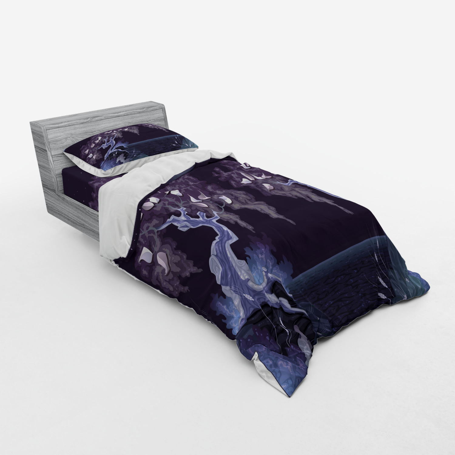 Ambesonne Nature Inspired Bedding Set Duvet Cover Sham Fitted Sheet in 3 Sizes - Picture 42 of 244
