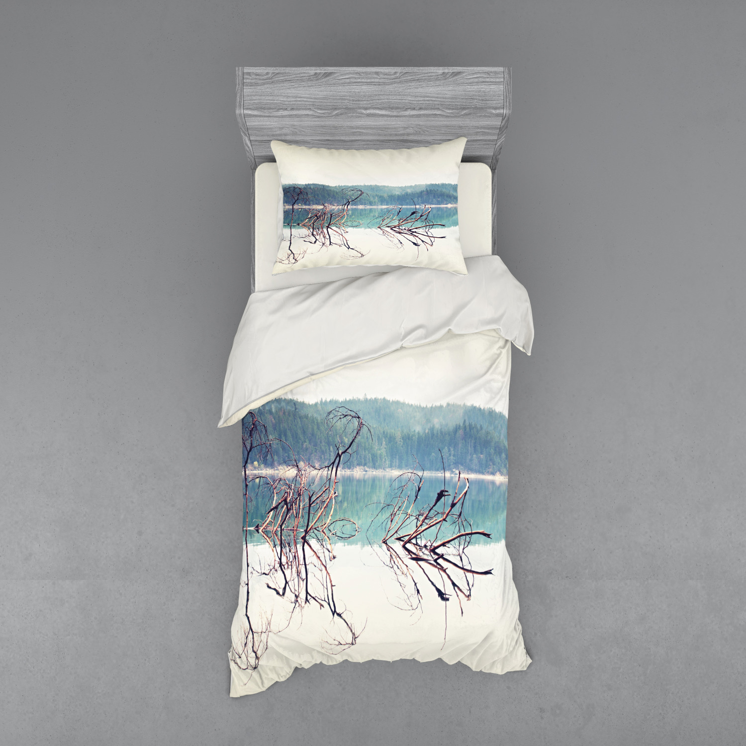 Ambesonne Nature Inspired Bedding Set Duvet Cover Sham Fitted Sheet in 3 Sizes - Picture 45 of 244