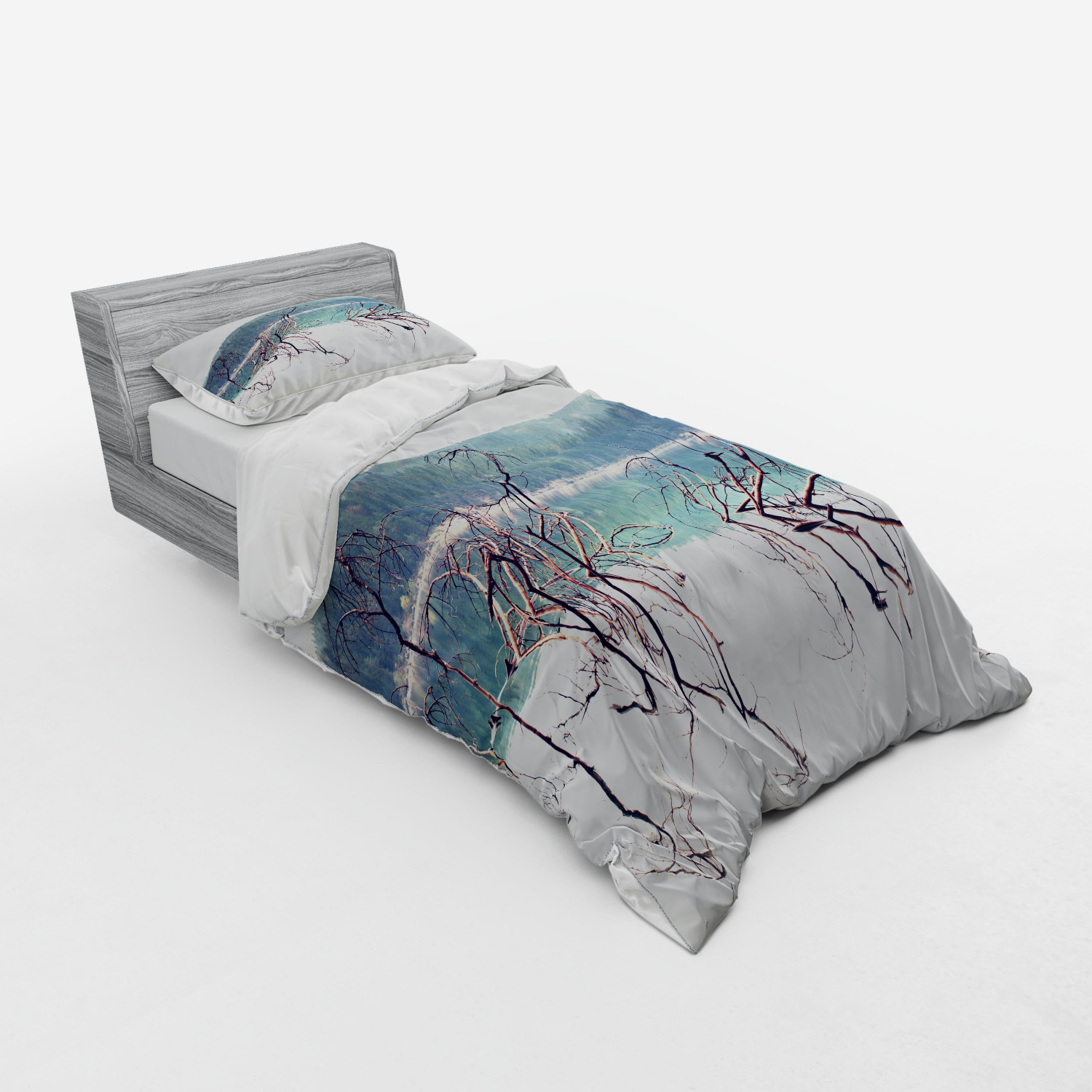 Ambesonne Nature Inspired Bedding Set Duvet Cover Sham Fitted Sheet in 3 Sizes - Picture 46 of 244