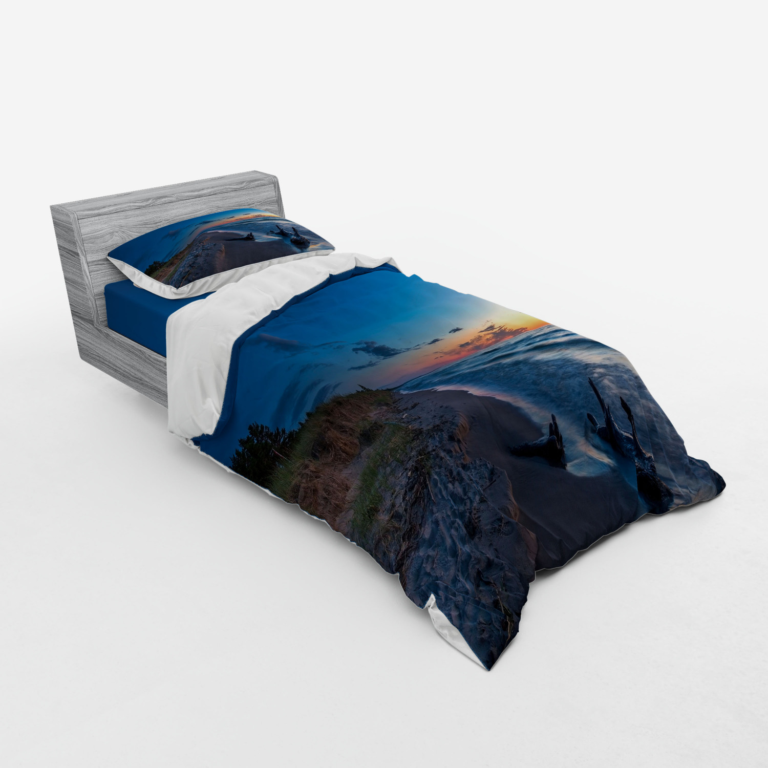 Ambesonne Nature Inspired Bedding Set Duvet Cover Sham Fitted Sheet in 3 Sizes - Picture 114 of 244