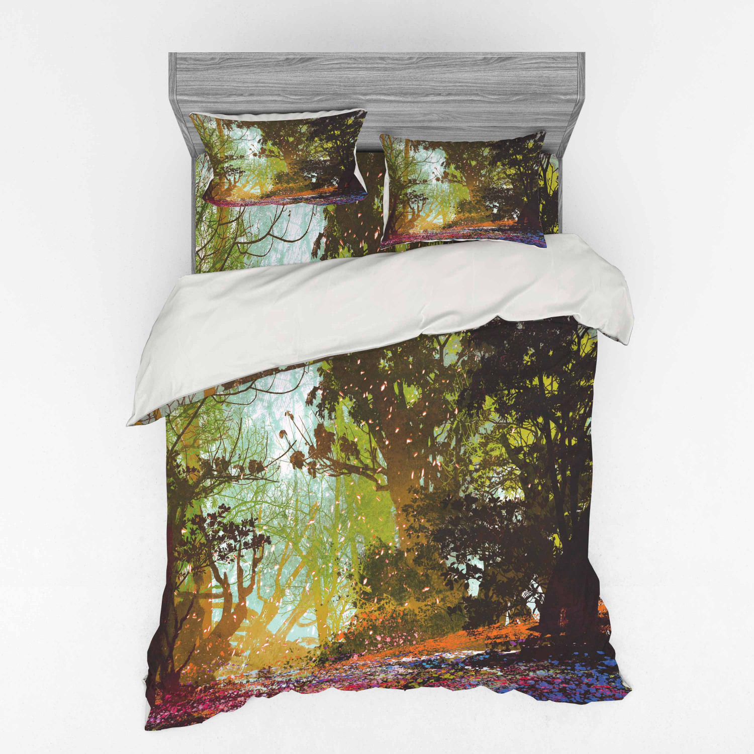 Ambesonne Nature Inspired Bedding Set Duvet Cover Sham Fitted Sheet in 3 Sizes - Picture 171 of 244