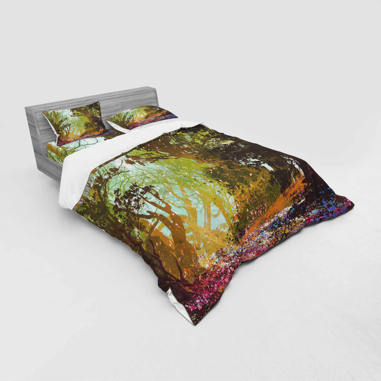 Ambesonne Nature Inspired Bedding Set Duvet Cover Sham Fitted Sheet in 3 Sizes - Picture 172 of 244