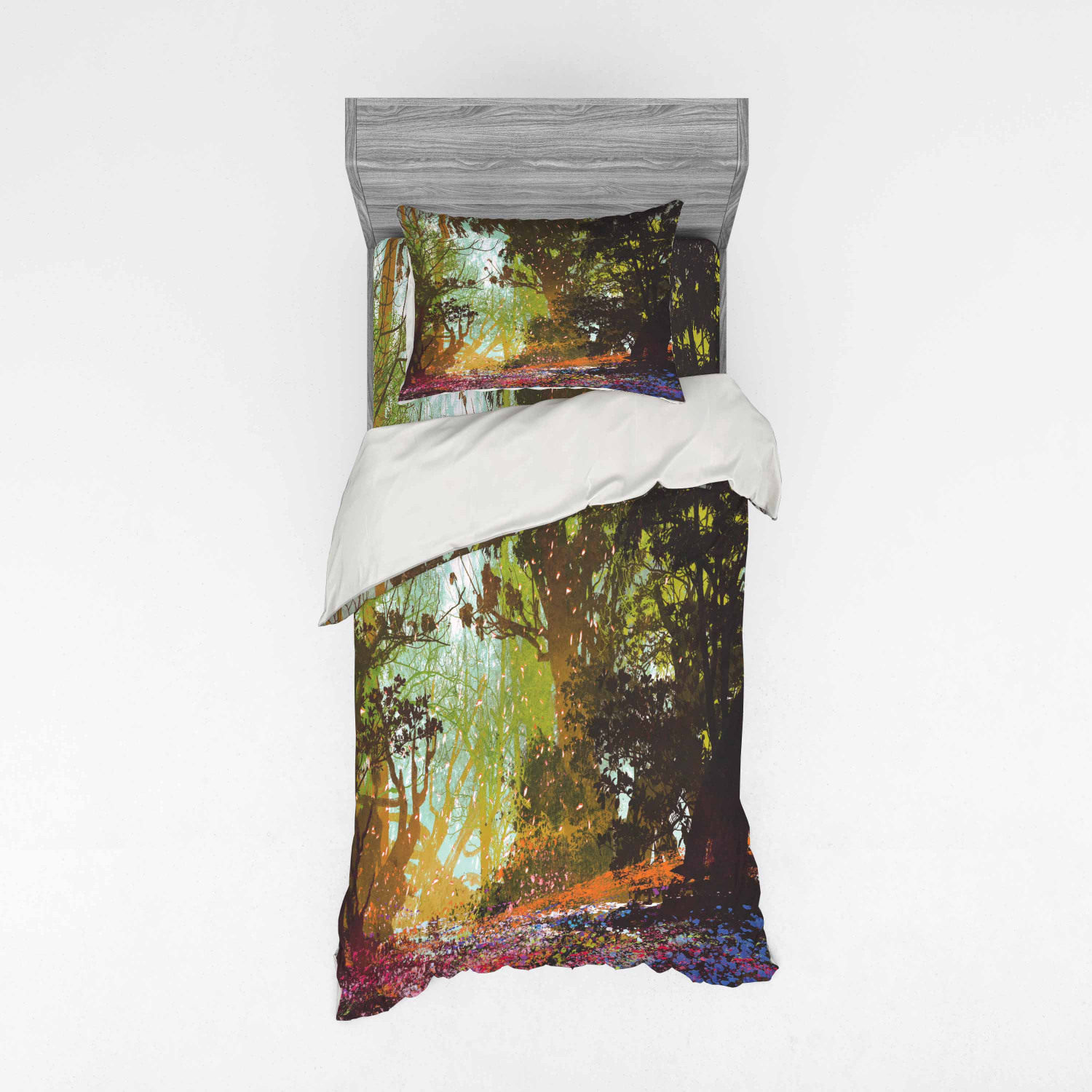 Ambesonne Nature Inspired Bedding Set Duvet Cover Sham Fitted Sheet in 3 Sizes - Picture 169 of 244