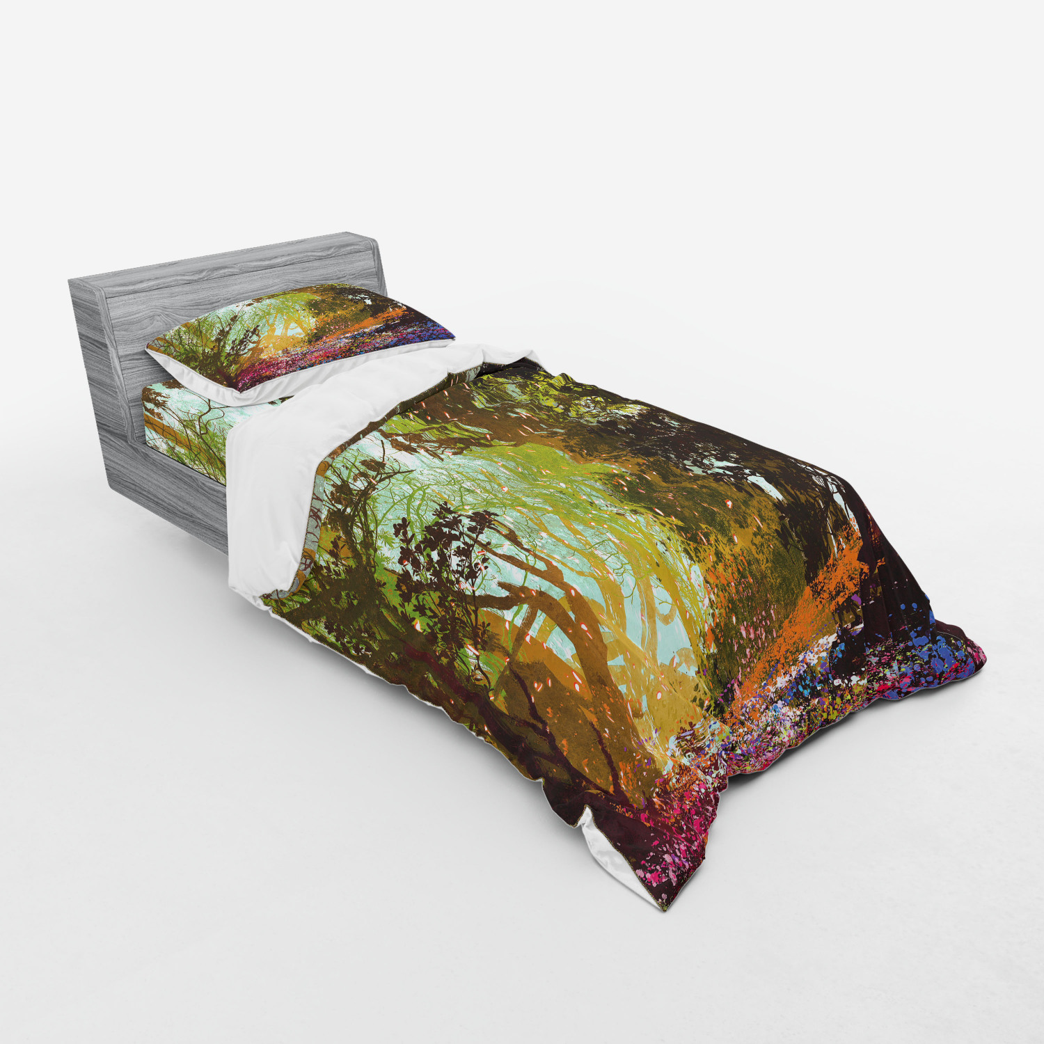 Ambesonne Nature Inspired Bedding Set Duvet Cover Sham Fitted Sheet in 3 Sizes - Picture 170 of 244