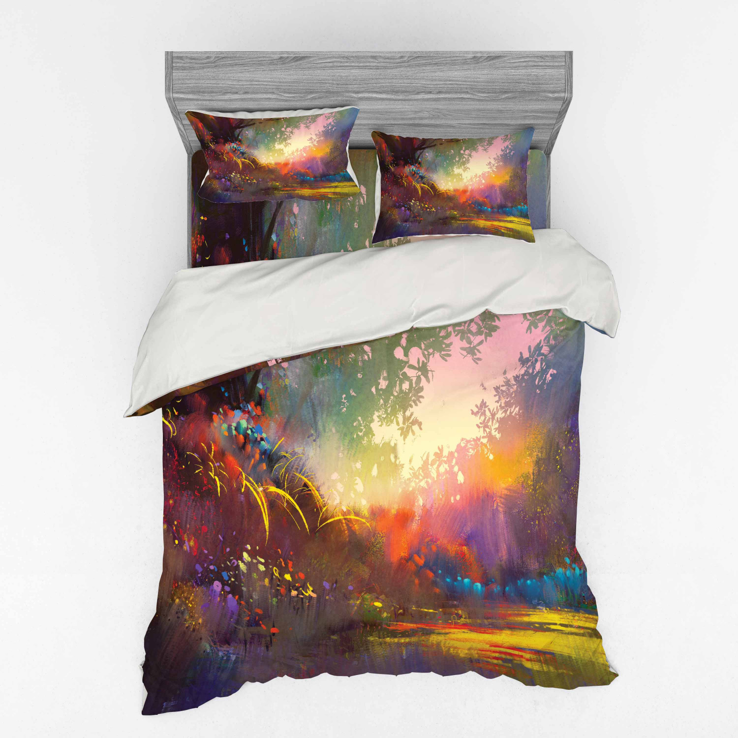 Ambesonne Nature Inspired Bedding Set Duvet Cover Sham Fitted Sheet in 3 Sizes - Picture 91 of 244