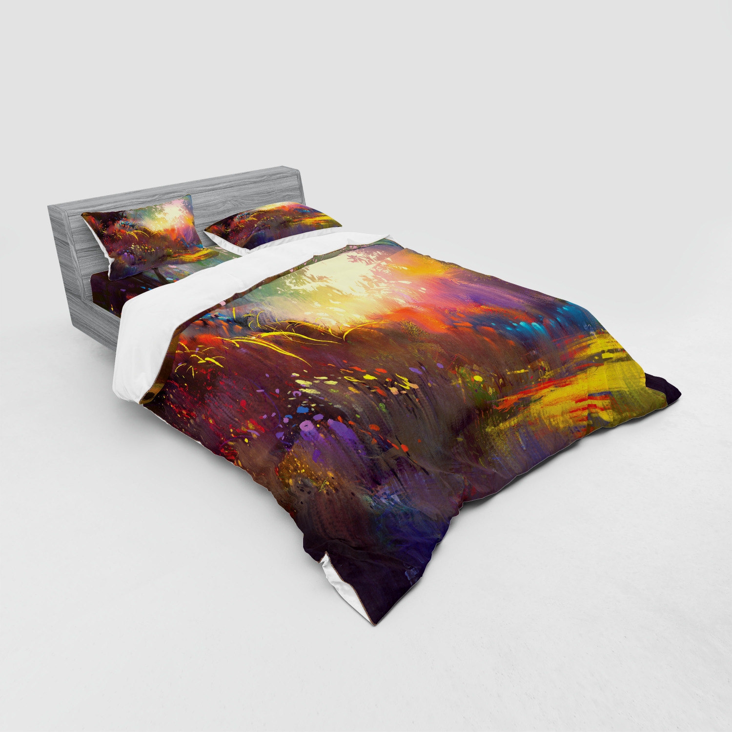 Ambesonne Nature Inspired Bedding Set Duvet Cover Sham Fitted Sheet in 3 Sizes - Picture 92 of 244