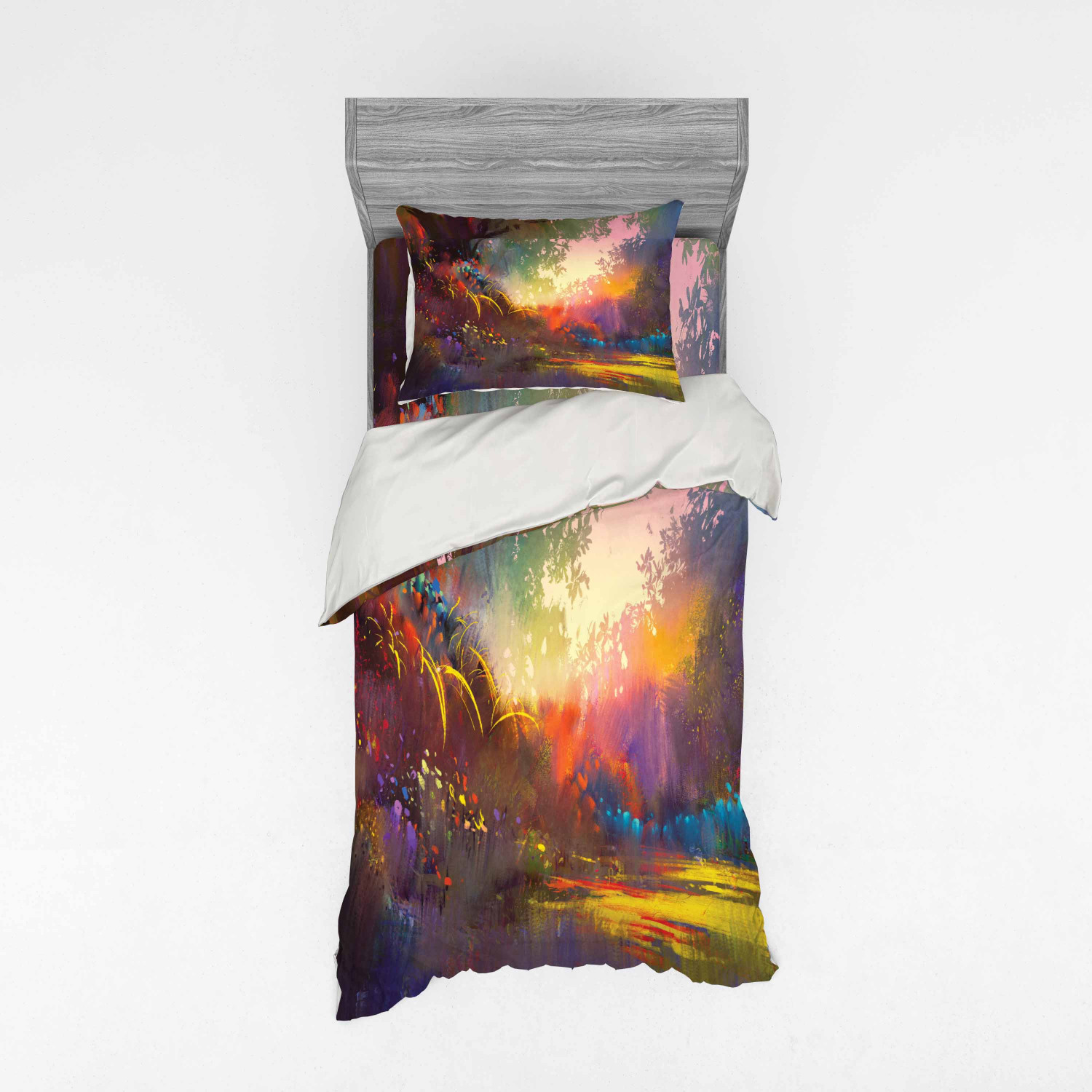 Ambesonne Nature Inspired Bedding Set Duvet Cover Sham Fitted Sheet in 3 Sizes - Picture 89 of 244
