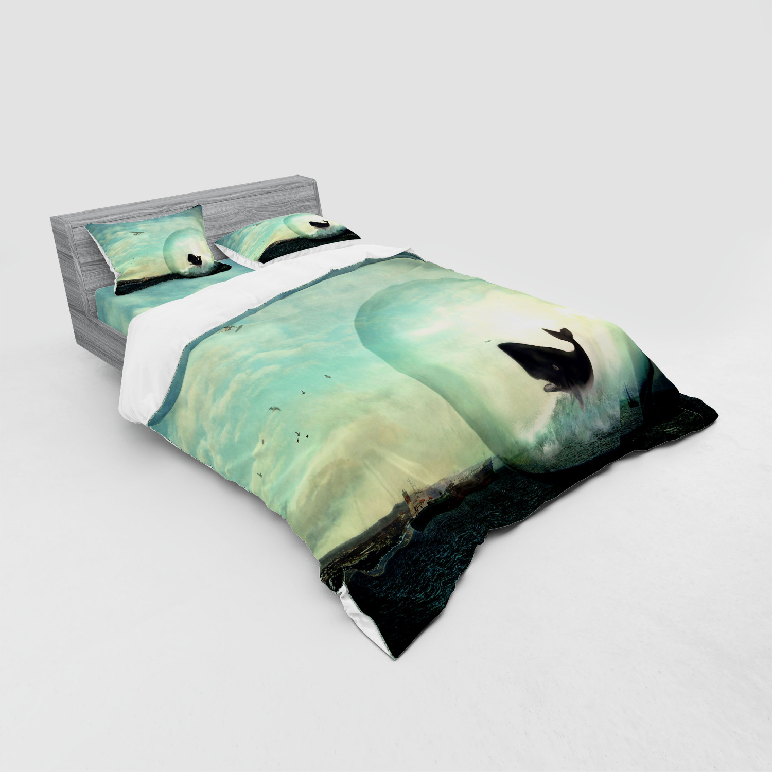 Ambesonne Nature Inspired Bedding Set Duvet Cover Sham Fitted Sheet in 3 Sizes - Picture 236 of 244