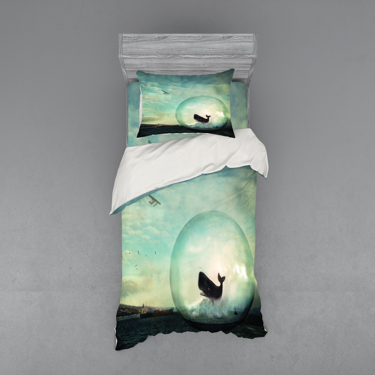Ambesonne Nature Inspired Bedding Set Duvet Cover Sham Fitted Sheet in 3 Sizes - Picture 233 of 244