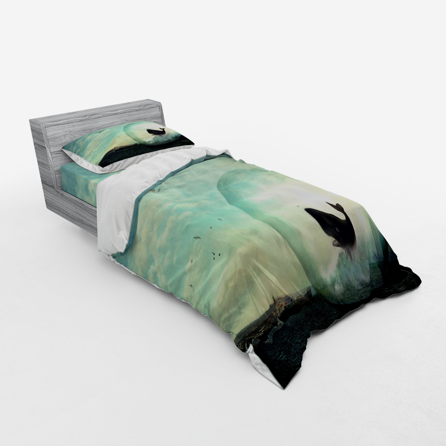 Ambesonne Nature Inspired Bedding Set Duvet Cover Sham Fitted Sheet in 3 Sizes - Picture 234 of 244