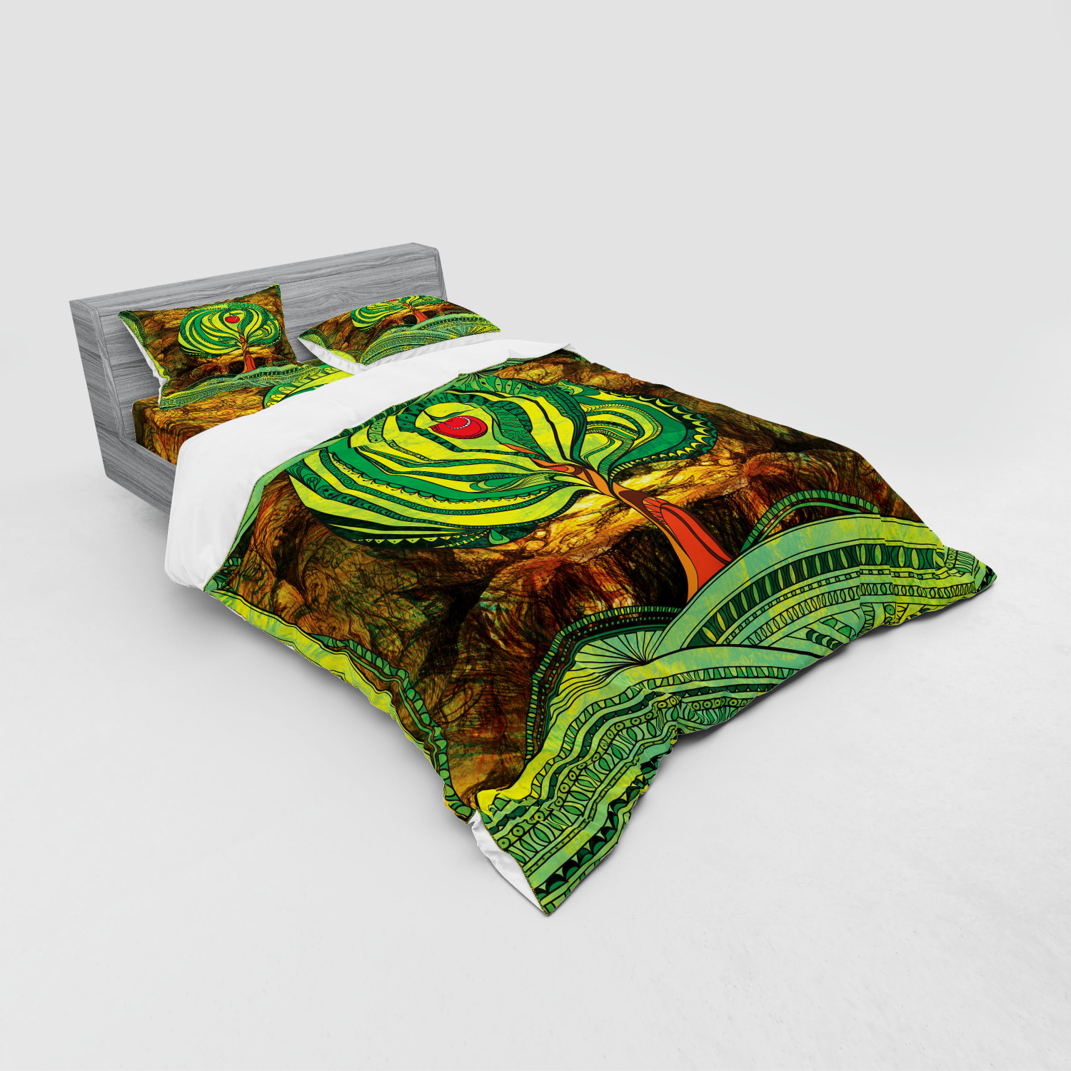 Ambesonne Nature Inspired Bedding Set Duvet Cover Sham Fitted Sheet in 3 Sizes - Picture 212 of 244