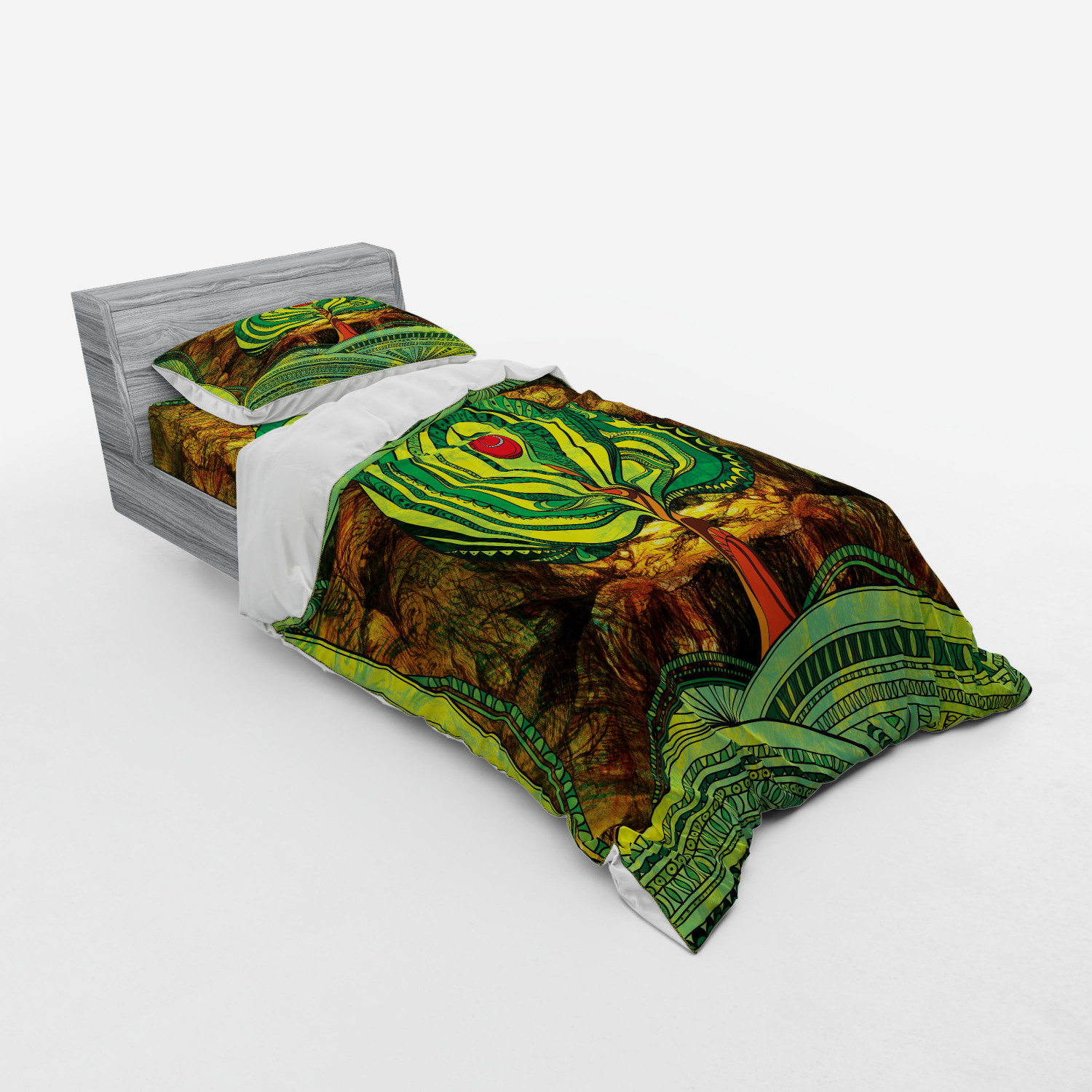 Ambesonne Nature Inspired Bedding Set Duvet Cover Sham Fitted Sheet in 3 Sizes - Picture 210 of 244