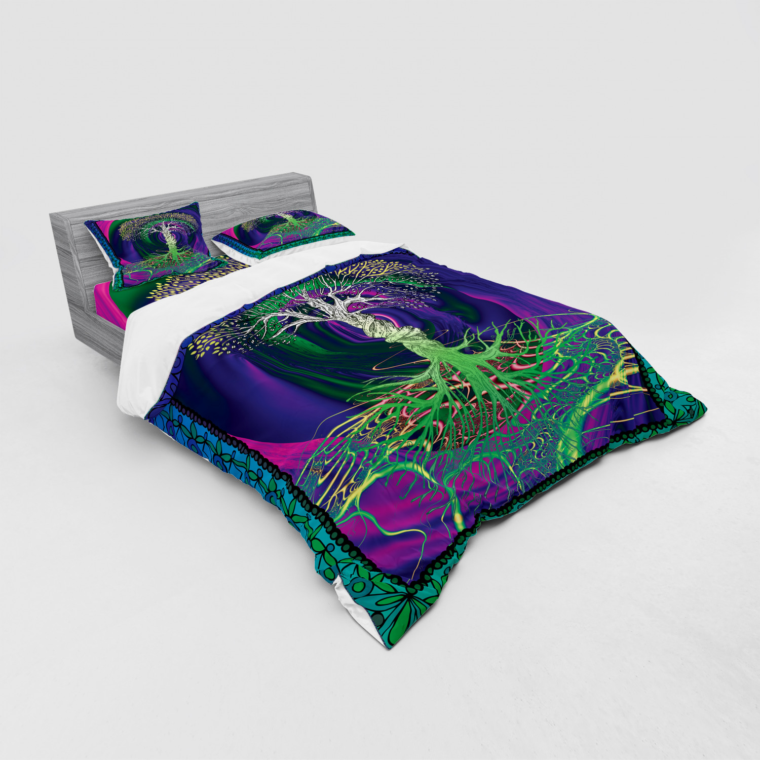 Ambesonne Nature Inspired Bedding Set Duvet Cover Sham Fitted Sheet in 3 Sizes - Picture 40 of 244