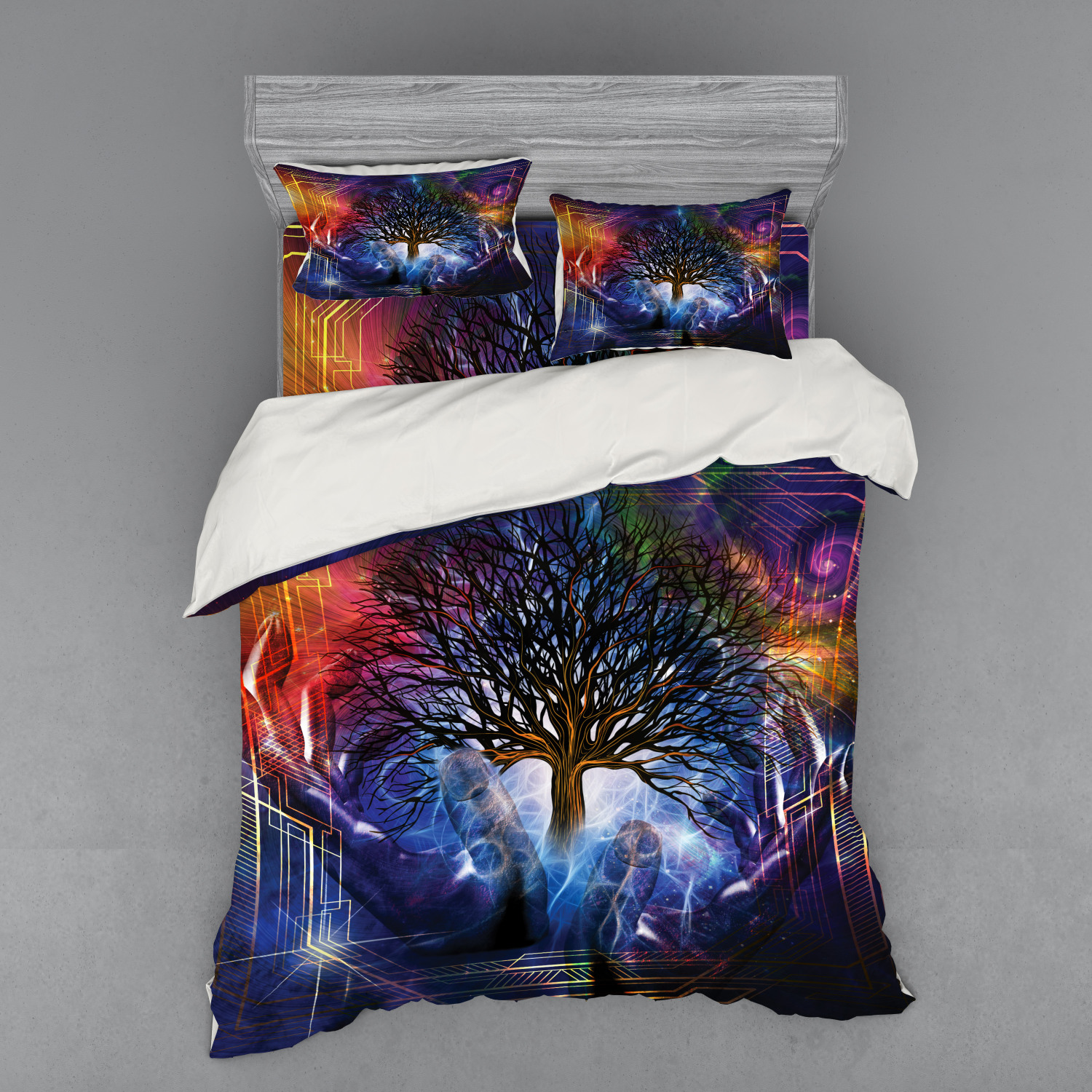 Ambesonne Nature Inspired Bedding Set Duvet Cover Sham Fitted Sheet in 3 Sizes - Picture 103 of 244