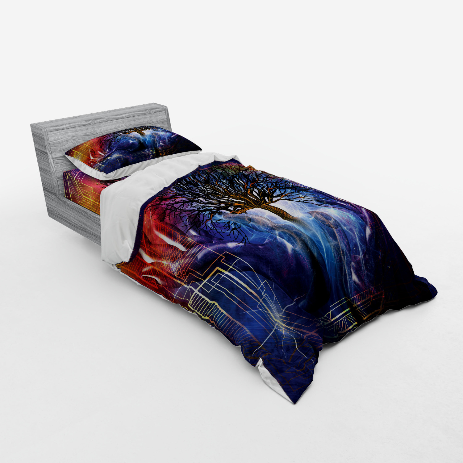 Ambesonne Nature Inspired Bedding Set Duvet Cover Sham Fitted Sheet in 3 Sizes - Picture 102 of 244